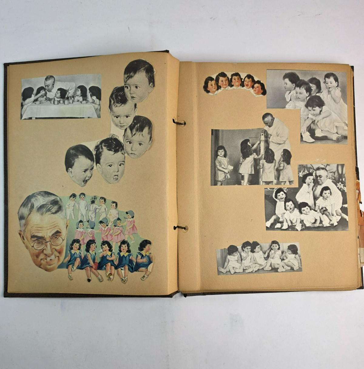 DIONNE Quintuplets Vtg 1930s Scrapbook FULL Newspaper Clippings Pics 24 Pages