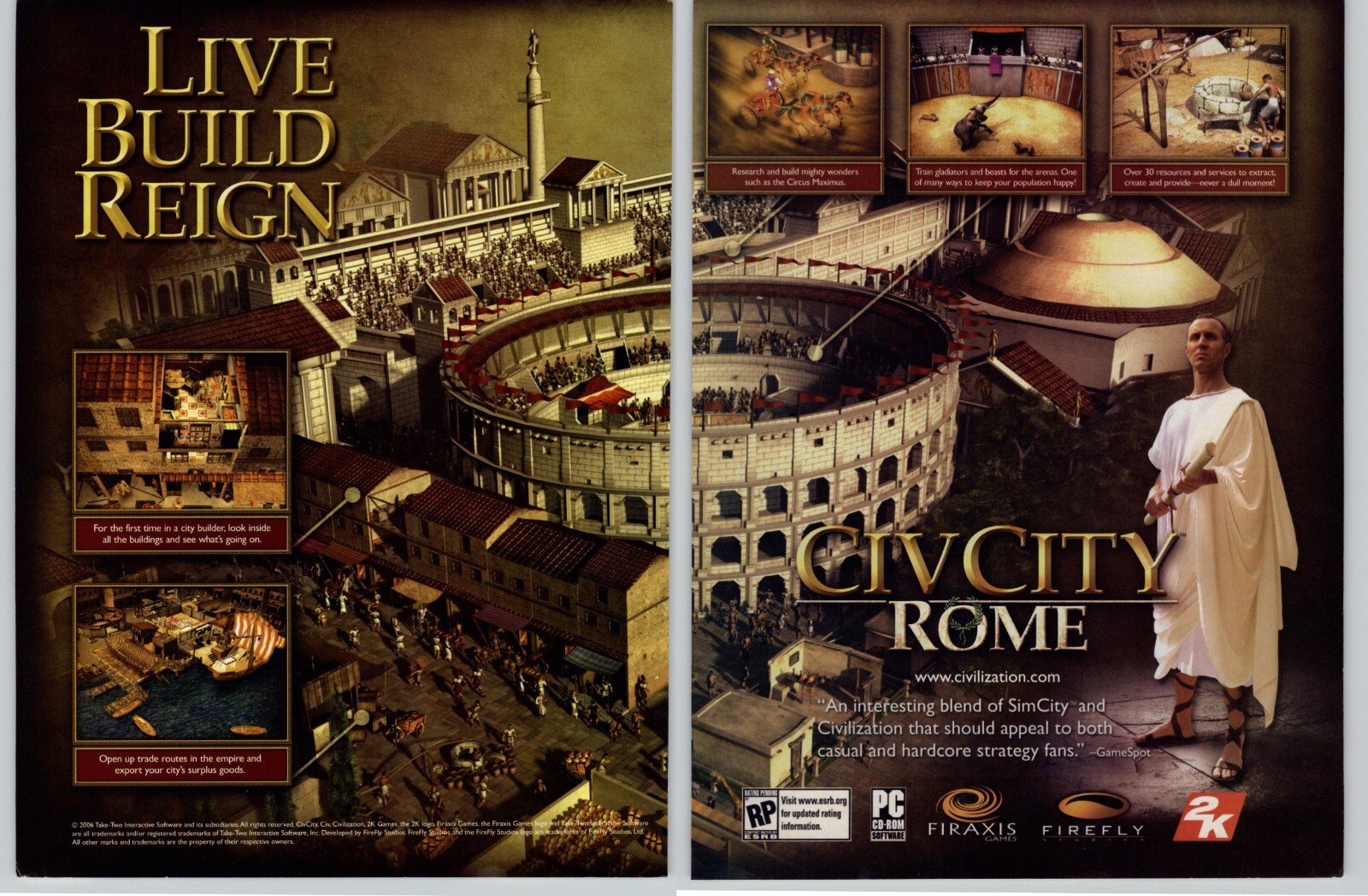 Civcity Rome PC Sim Video Game Art 2006 Vintage Print Ad Promo Colosseum Poster 