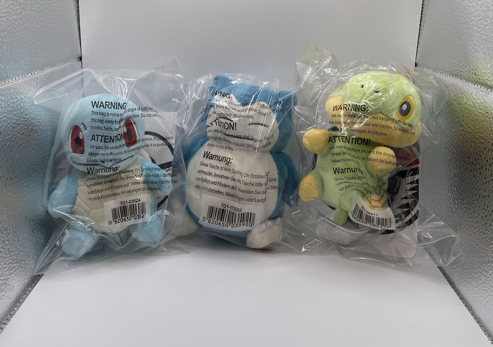 Pokemon Center Sitting Cuties Snorlax Squirtle Turtwig Plush Lot