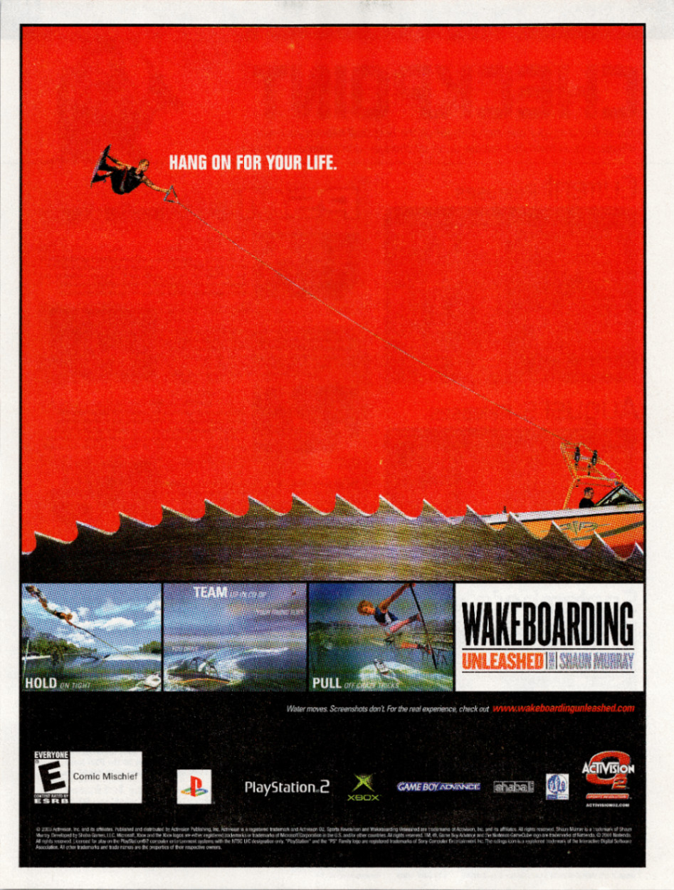 Activision Wakeboarding Unleashed Shaun Murray 2003 Video Game Magazine Ad Red