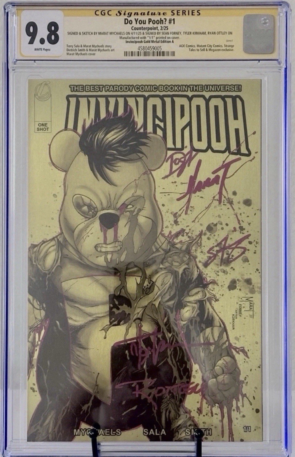 DO YOU POOH?#1 INVINCIPOOH/INVINCIBLE GOLD METAL 1/1 CGC 9.8 SIGNED 5X SKETCH 1X