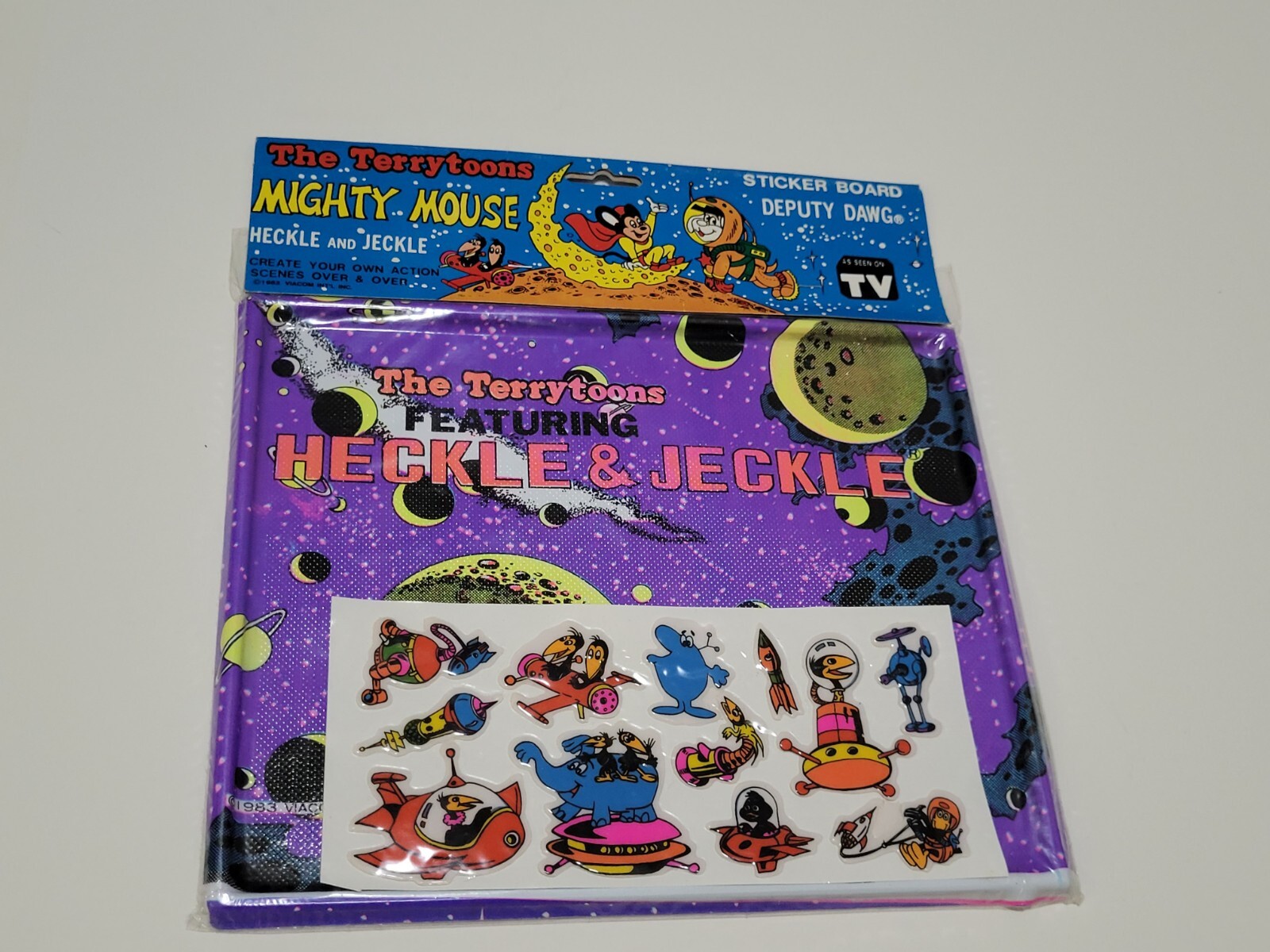 The Terry Toons - Mighty Mouse - Puffy Stickers Board Vtg 1983 Deputy Dawg NOS