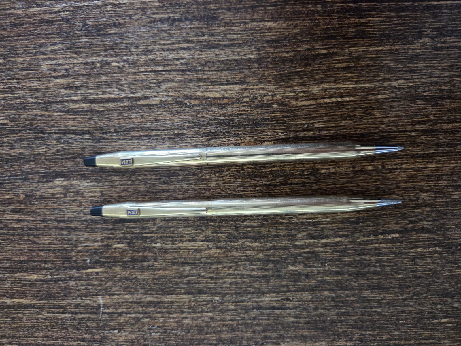 IBM 10 kt Gold Filled Cross Ball Point Pen Pencil Set - w/ Lead - Brand New Ink
