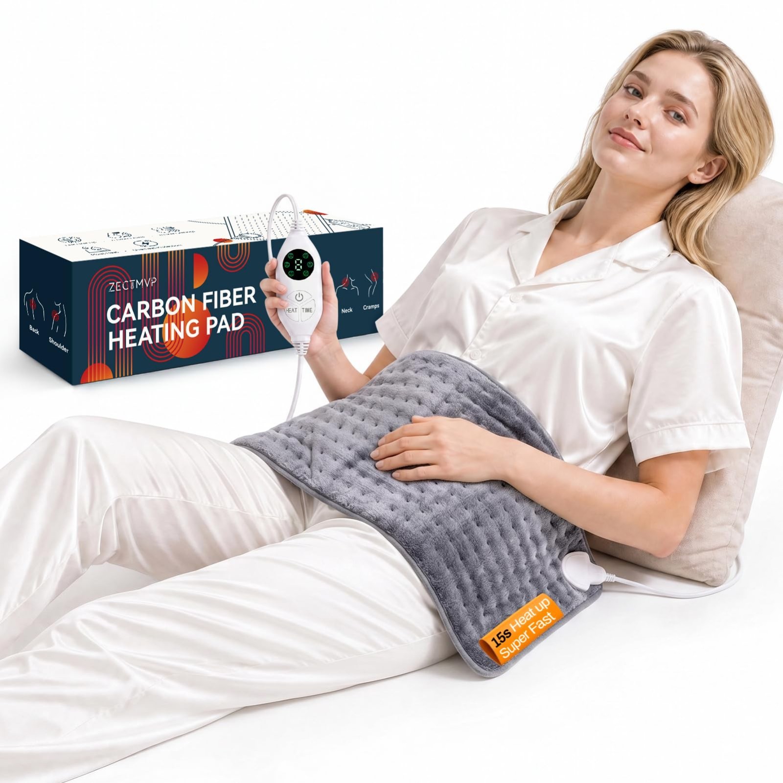 158℉ High-Heat 15s Heating Pad for Back/Cramps/Shoulder Pain
