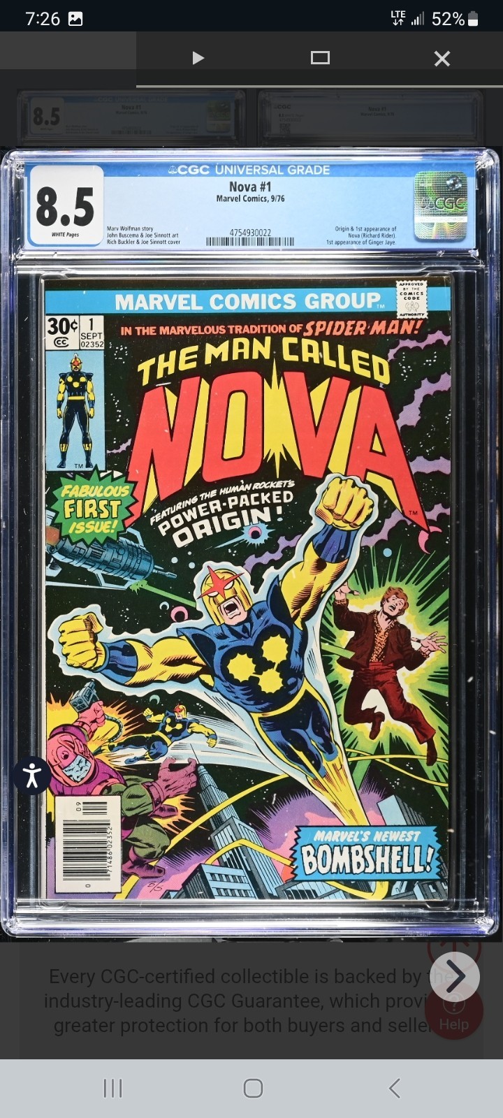 The Man Called Nova 1 CGC 8.5 White Pages