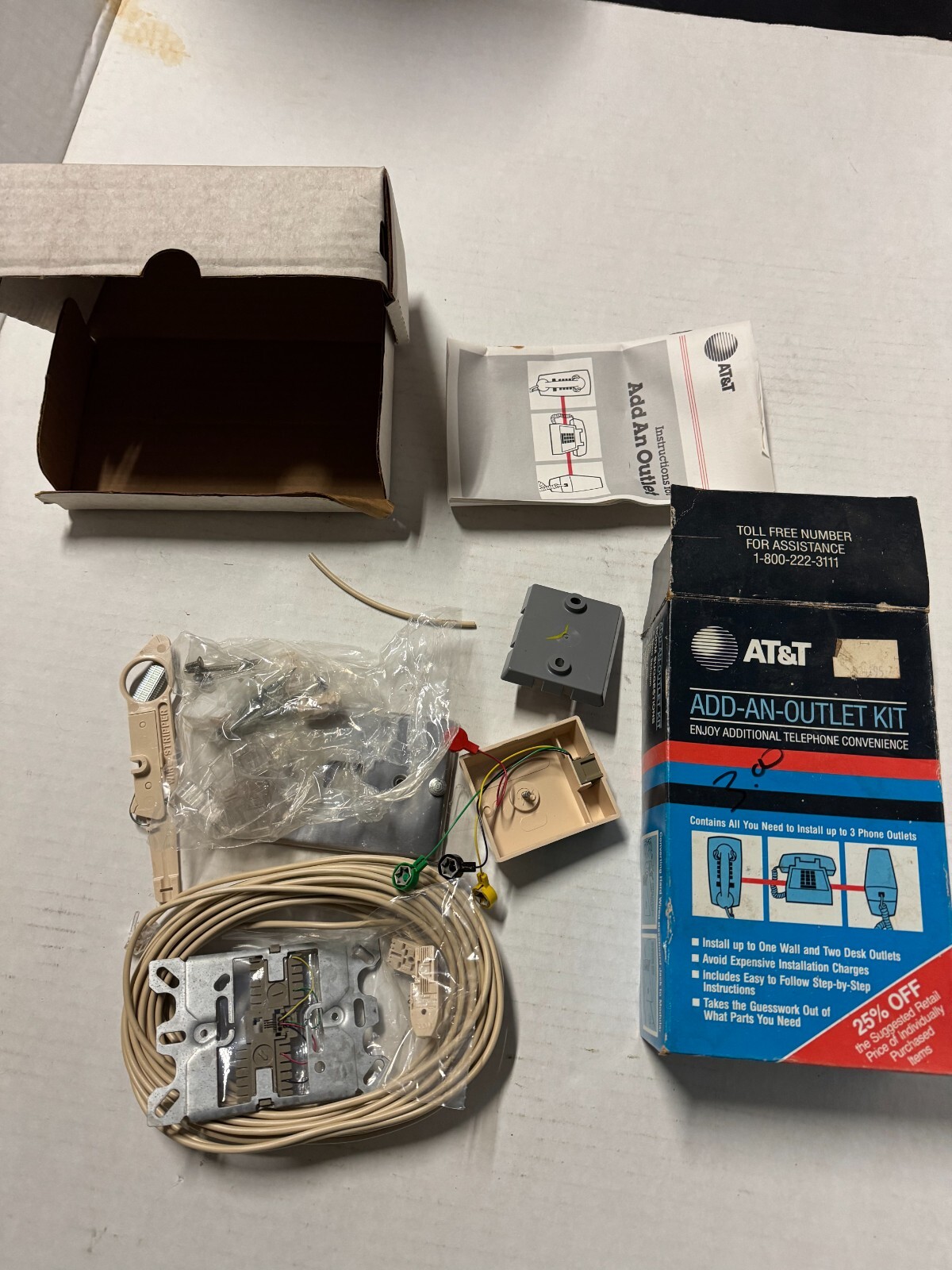 Vintage AT&T Add An Outlet Kit , Install Up To 3 Outlets, Never used