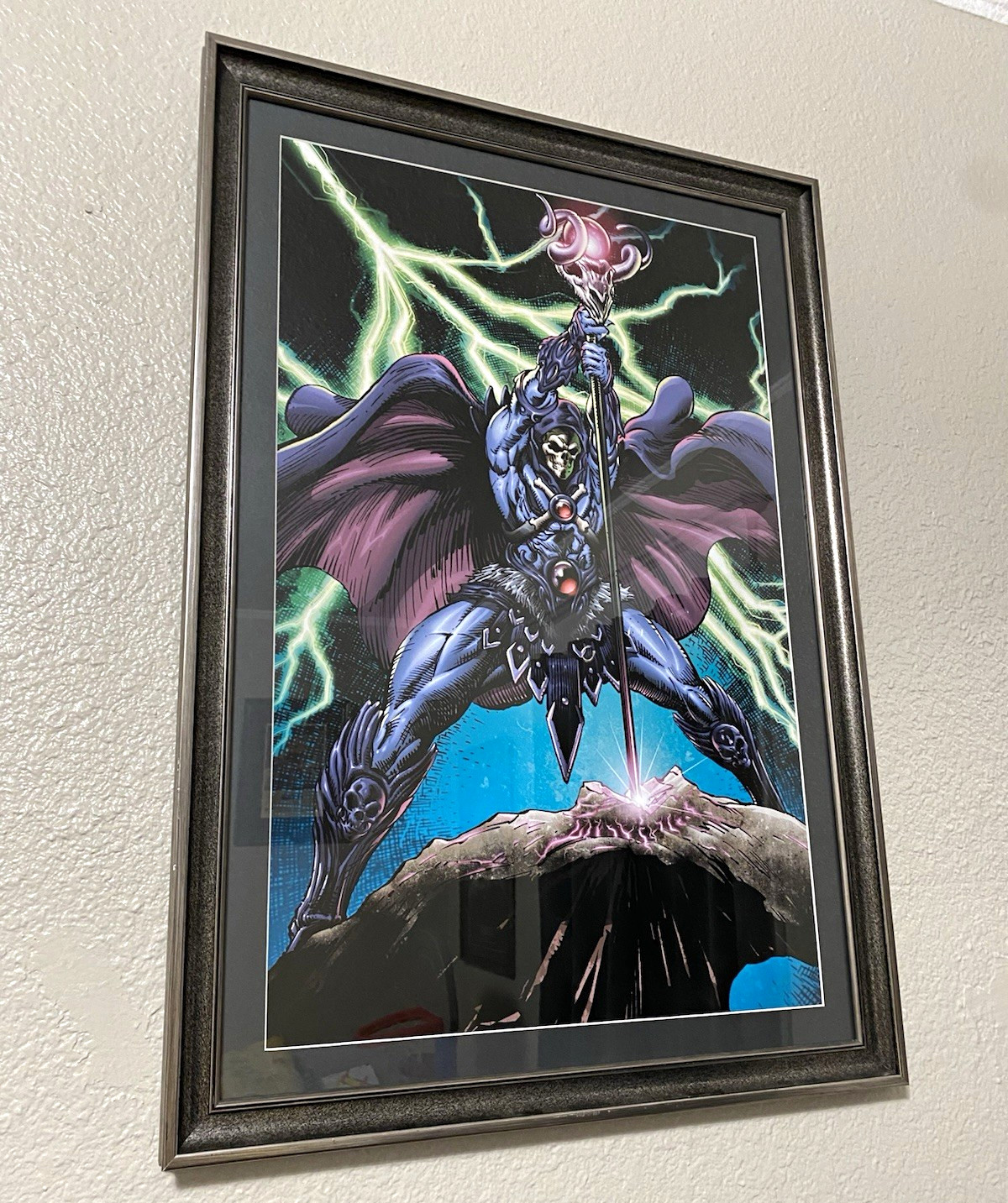 Framed vintage MOTU Skelator artwork