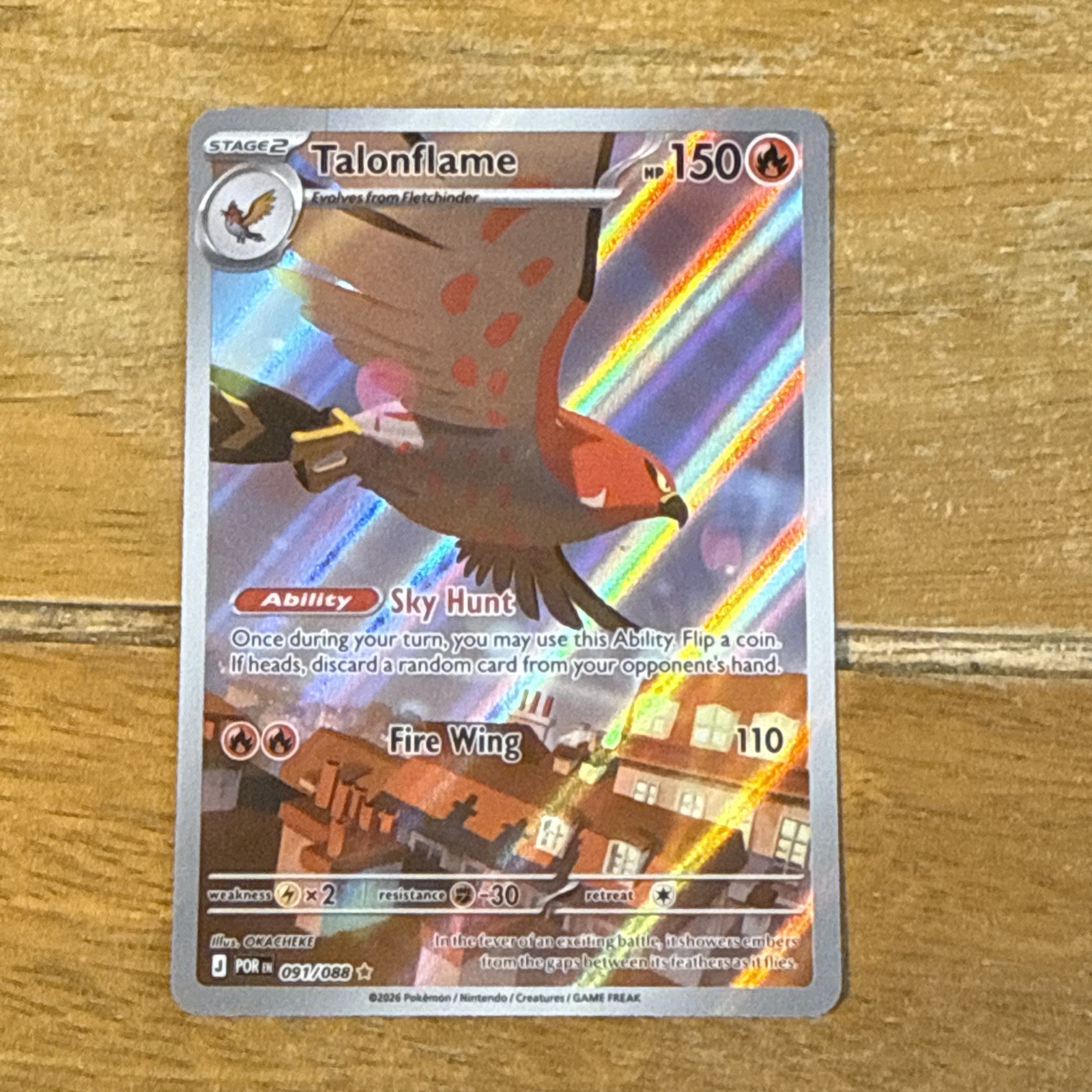 Talonflame 091/088 Holo Illustration Rare Perfect Order Pokemon Near Mint