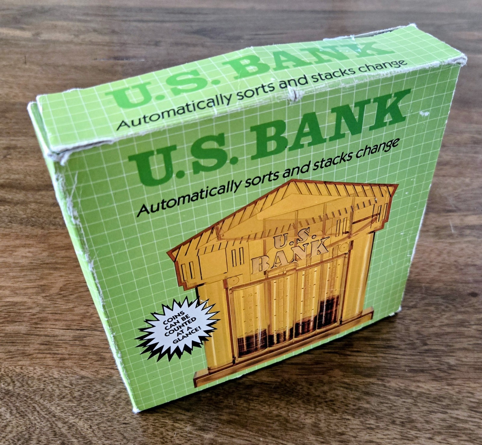 Vintage 1970s U.S. BANK J.S.N.Y. Plastic Coin Sorter Bank Item #4916 HONG KONG