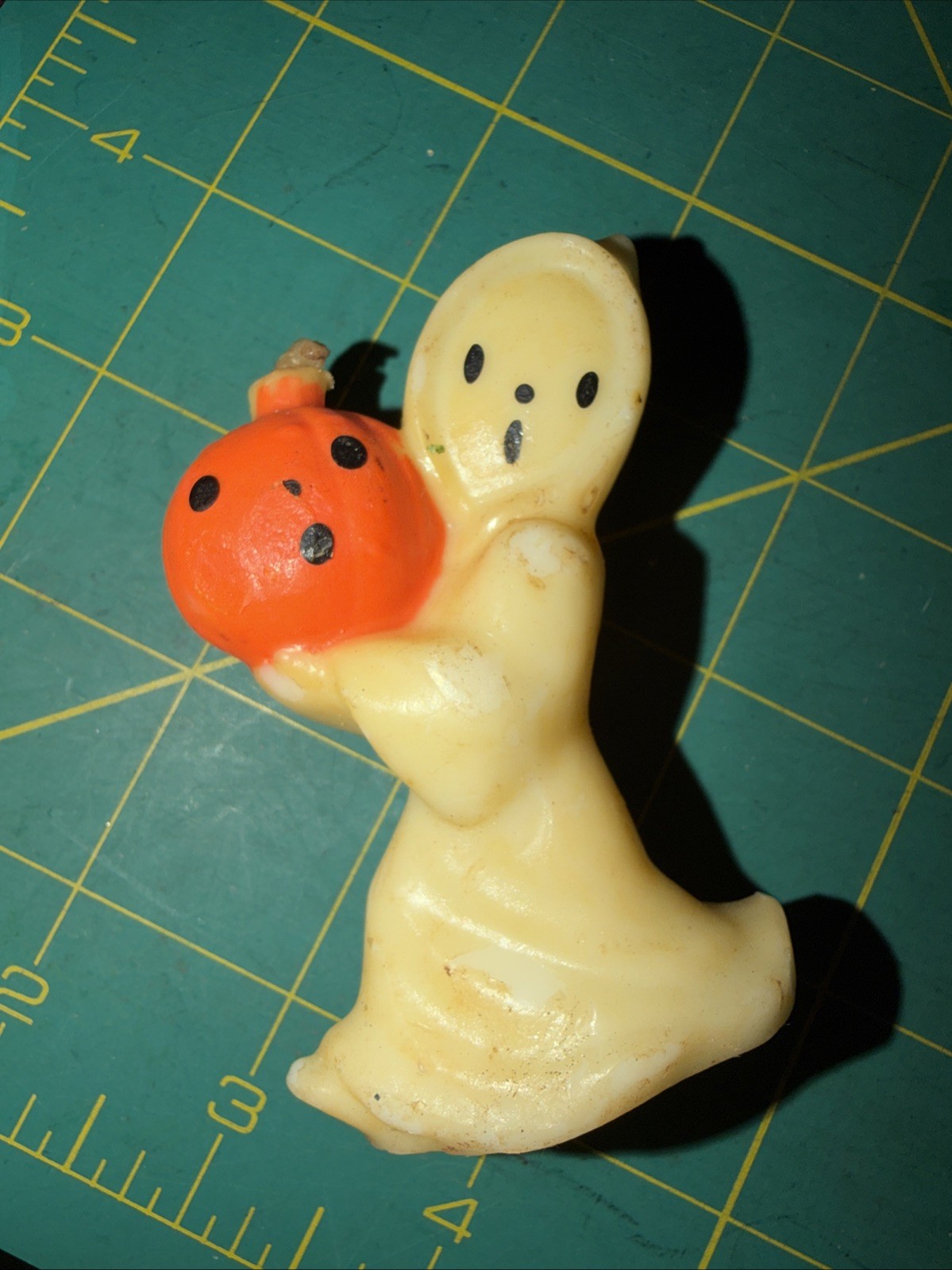 Very Old 1950s 1960s Halloween Candle Ghost Carrying Jack-o-Lantern Unlit