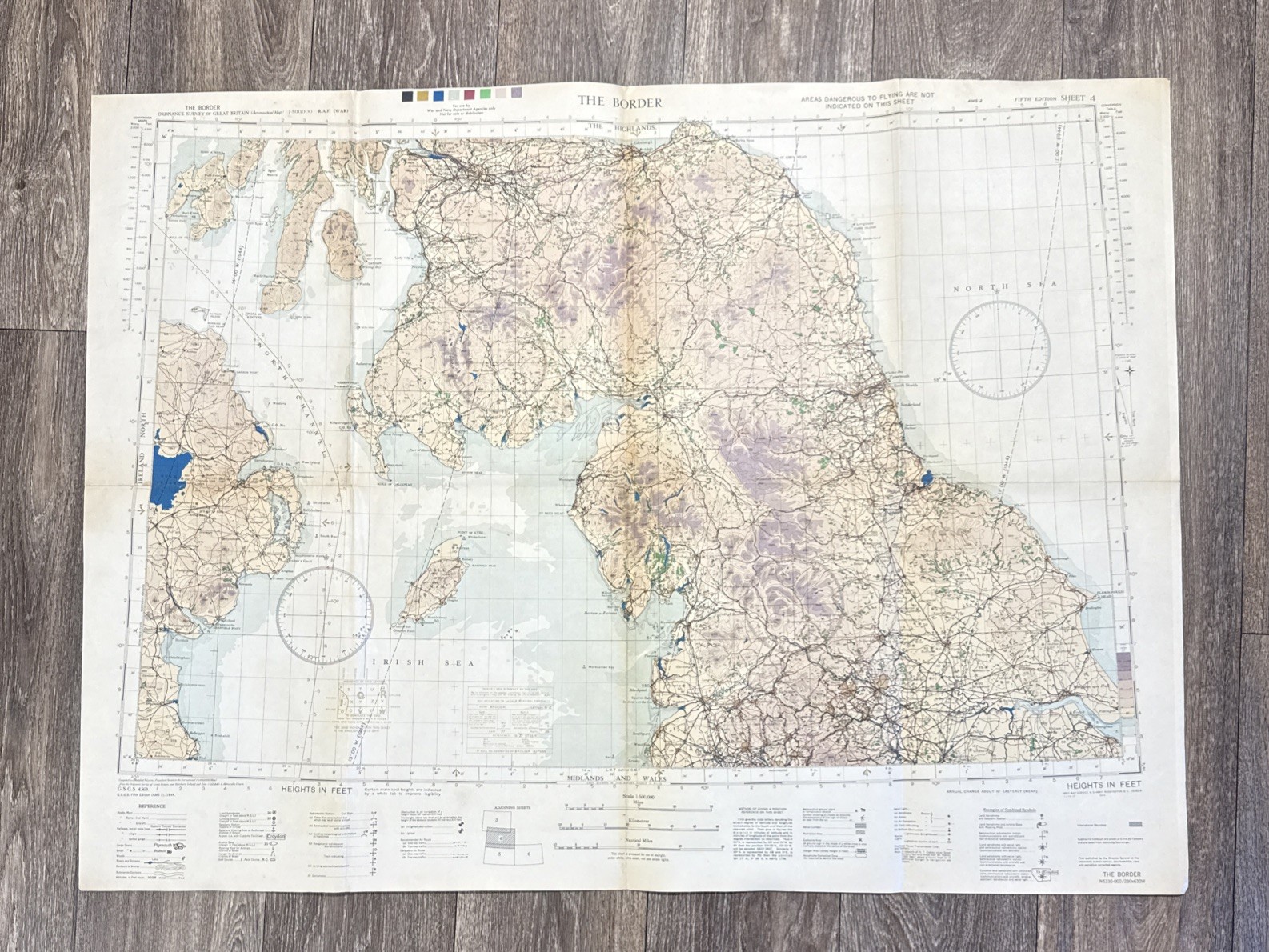 The Border WW2 Map 1944 Restricted Use Retired 38x28