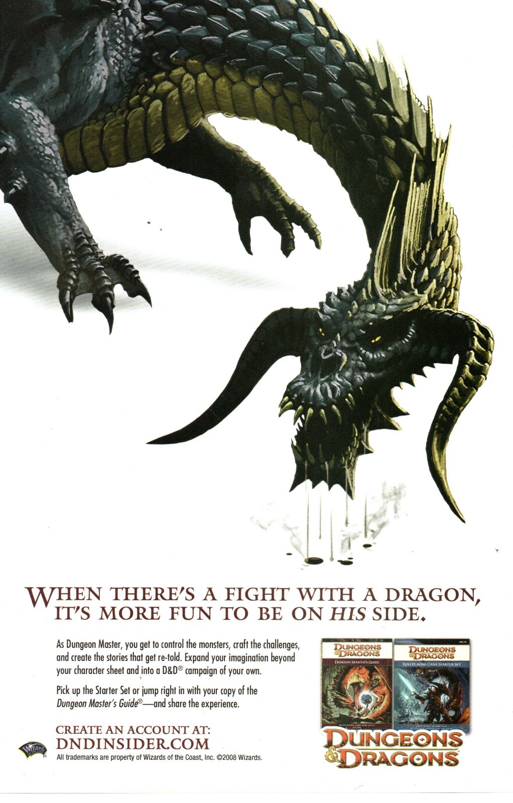 2009 DUNGEONS & DRAGONS RPG PRINT AD - DUNGEON MASTER GUIDE STARTER SET AD ART