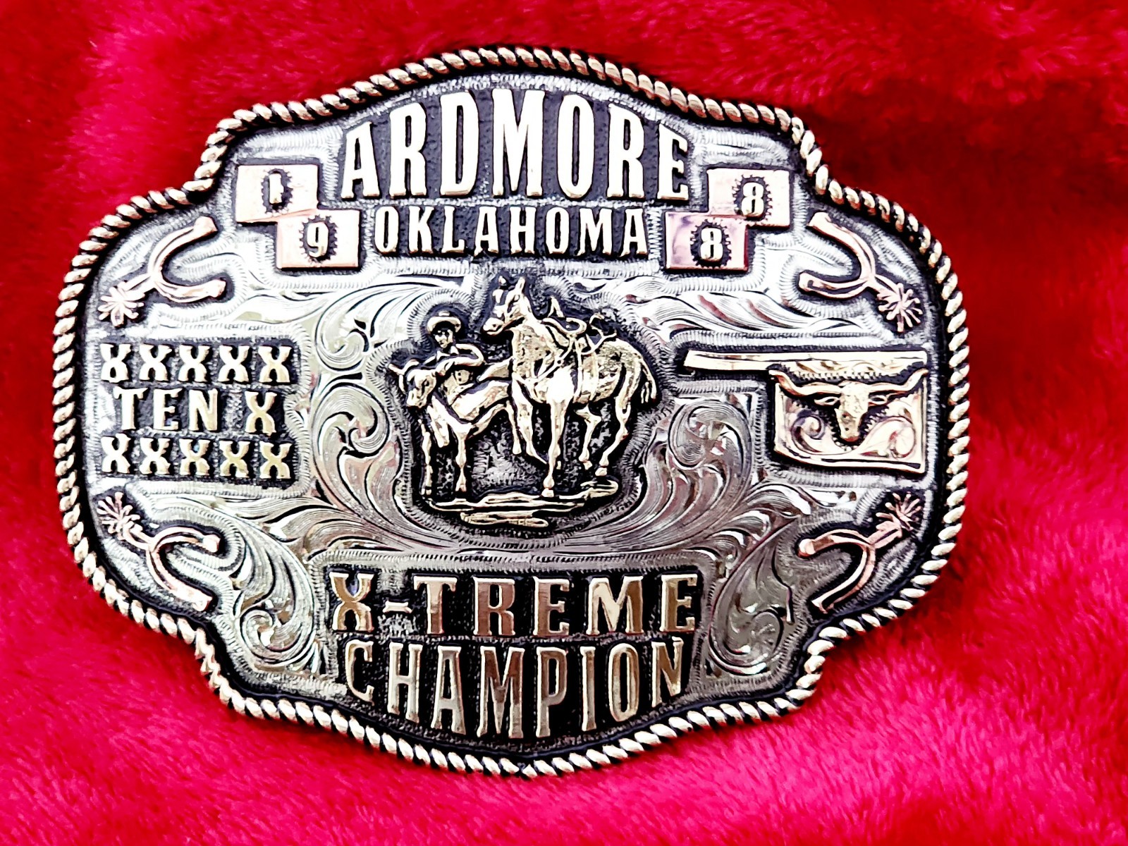 ROUGHSTOCK Rodeo Trophy Buckle☆CHAMPION BULLDOGGING☆Ardmore Oklahoma☆1988☆83