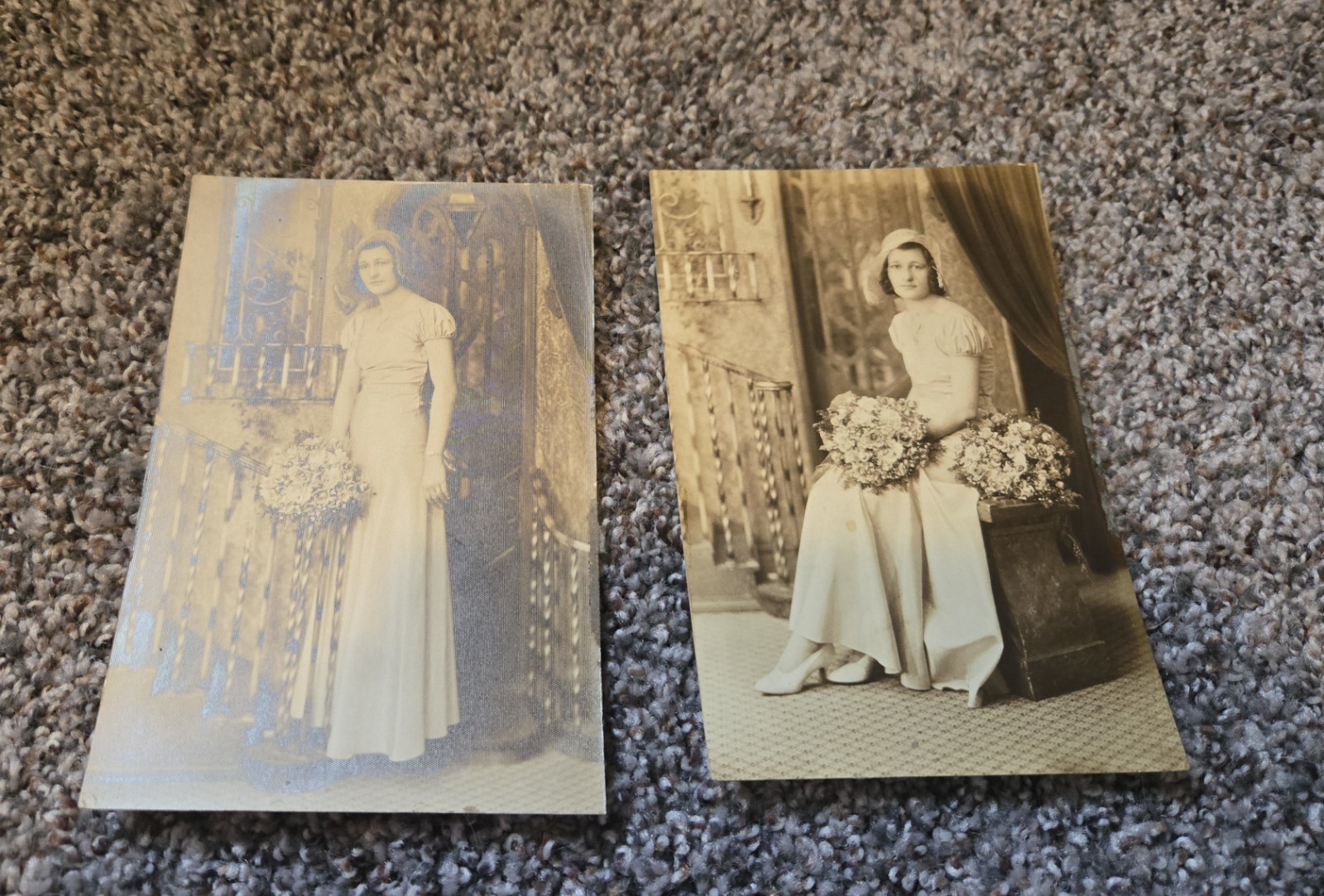 Antique Late  1920s/1930s  Photograph Lovely Young Women Wedding Bride 2- 4×6