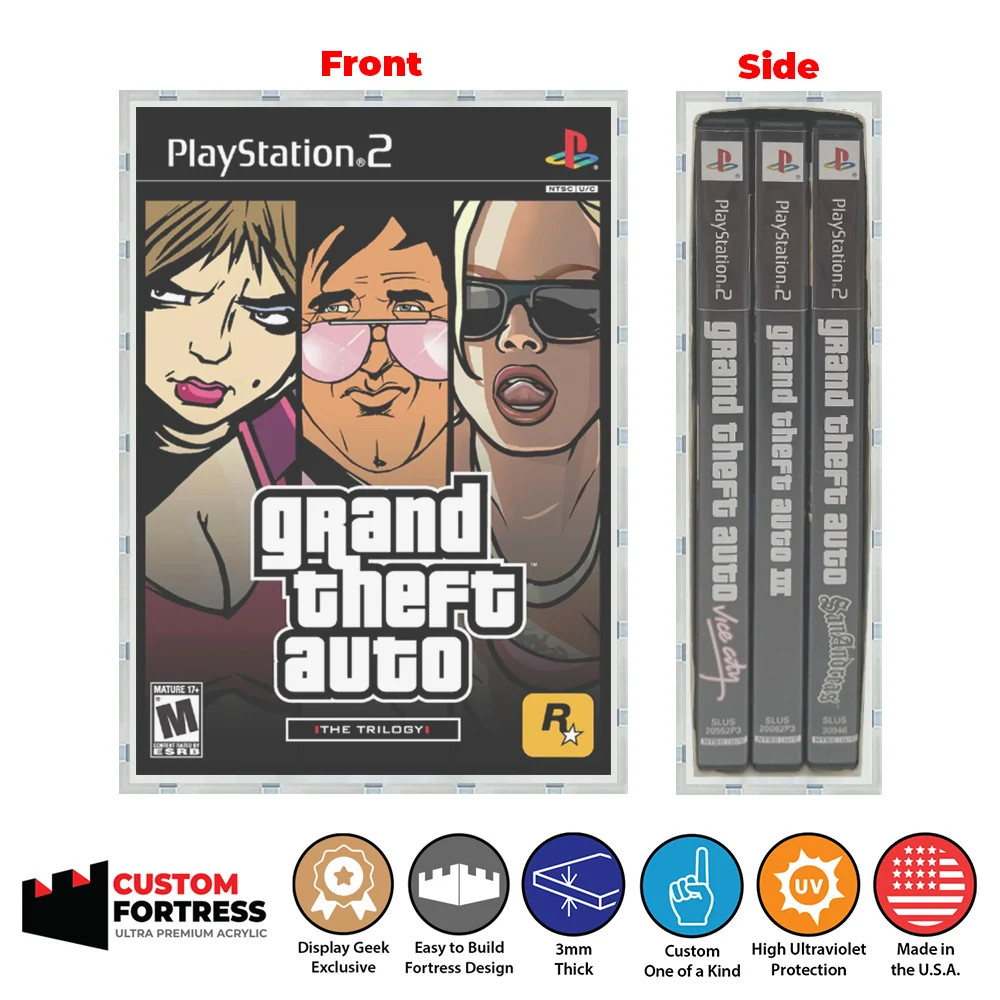 Custom Acrylic Hard Case for PS2 GRAND THEFT AUTO THE TRILOGY Video Game Box