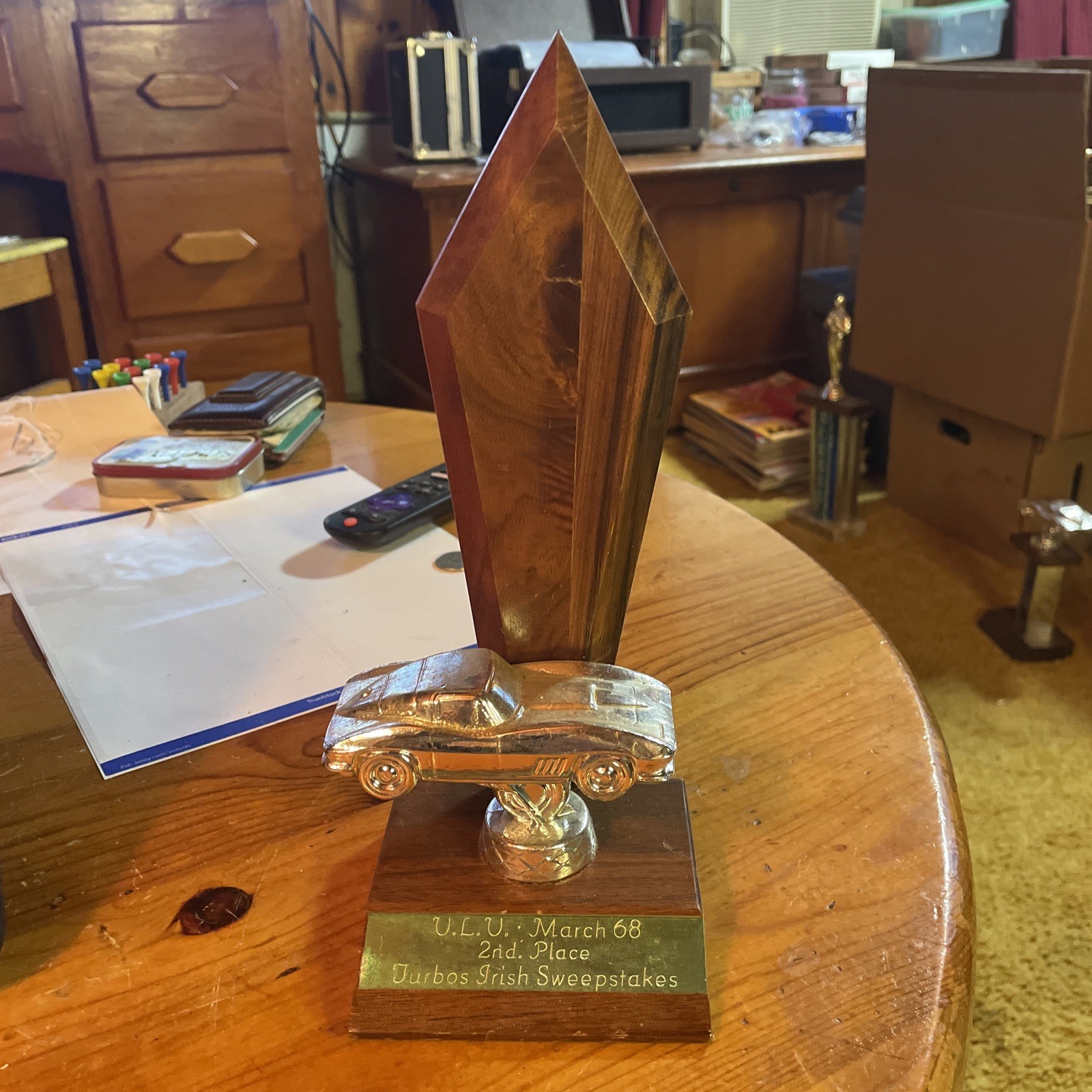 Vintage MCM Car Racing Trophy Super Rally DON HAGER SCCA SPRINTS