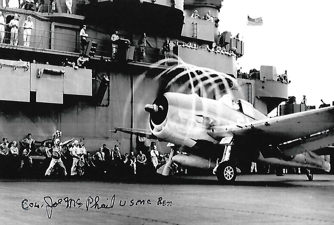 Joe McPhail autographed 4x6 photo WW II Hell Hawks P-47 Pilot RARE COA LOOK