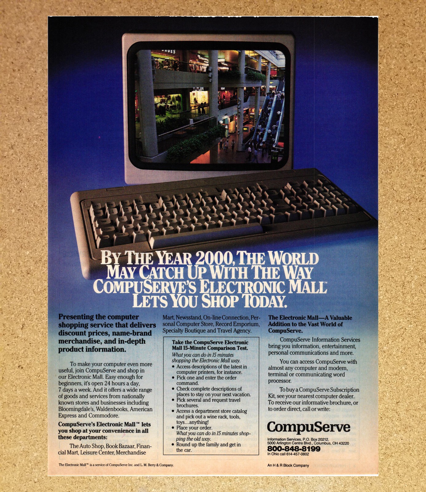 CompuServe Computer Keyboard Electronic Mall - Magazine Print Ads Poster 1985