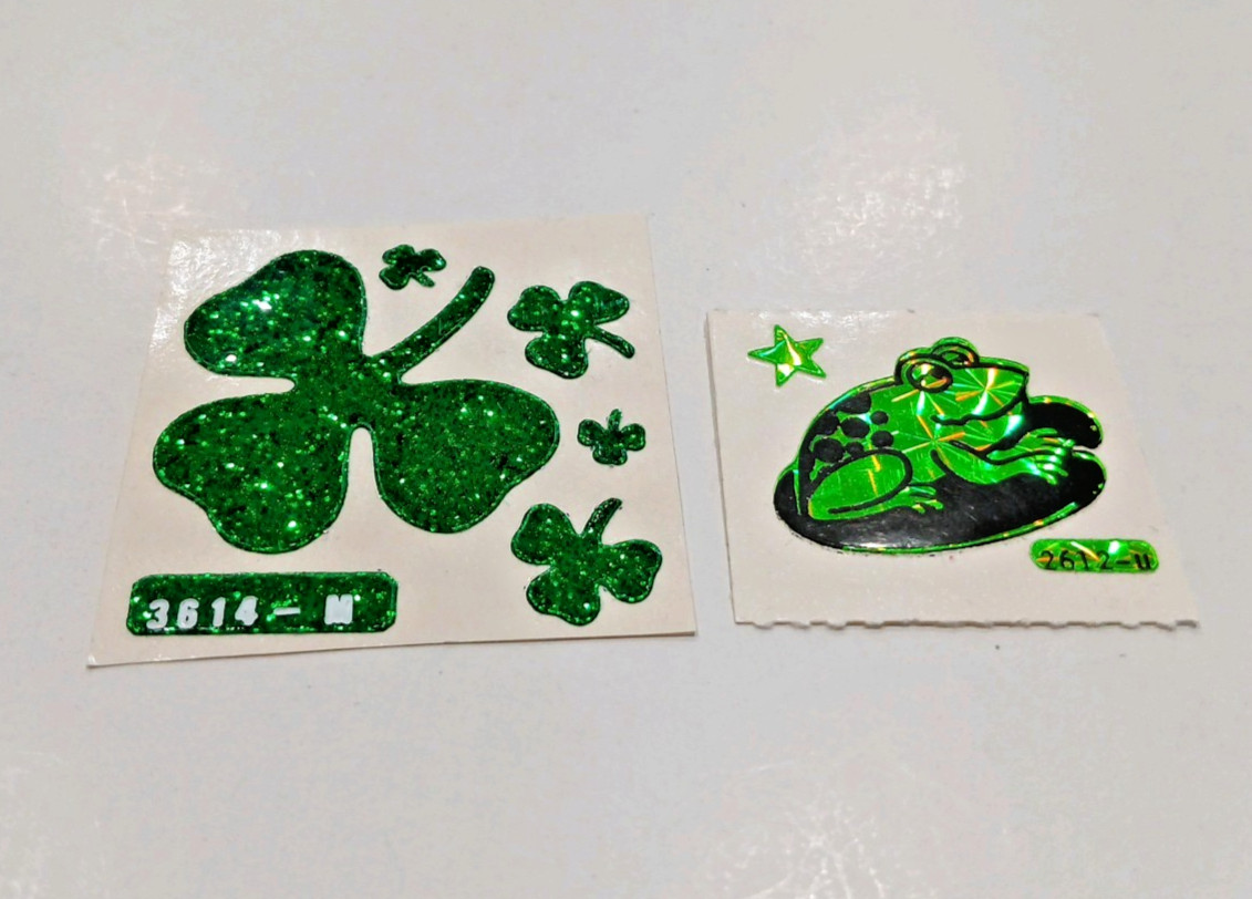 Vintage 1980s Vending Machine Stickers Prism Frog 2612 Glitter Shamrock 3614 Lot