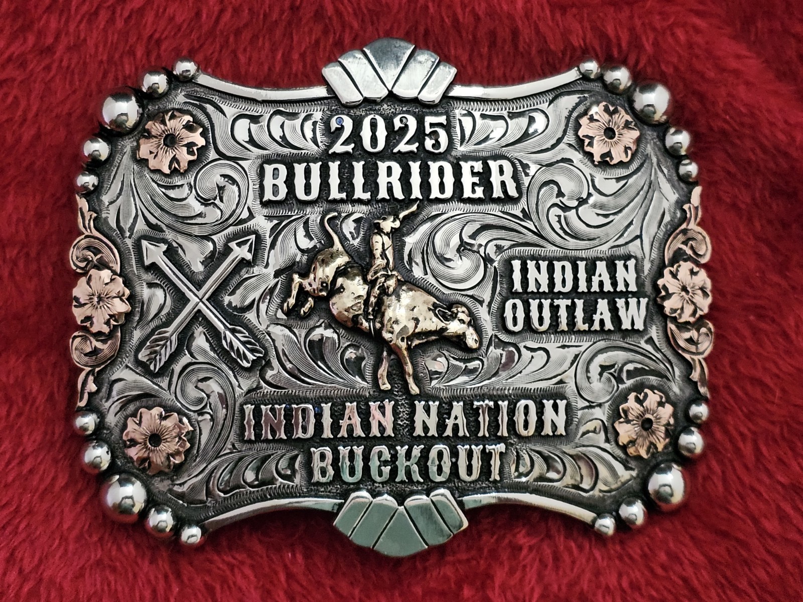Bull Riding RODEO☆X~TREME☆Indian Nation☆2025☆CHAMPION TROPHY BUCKLE☆Rare☆969