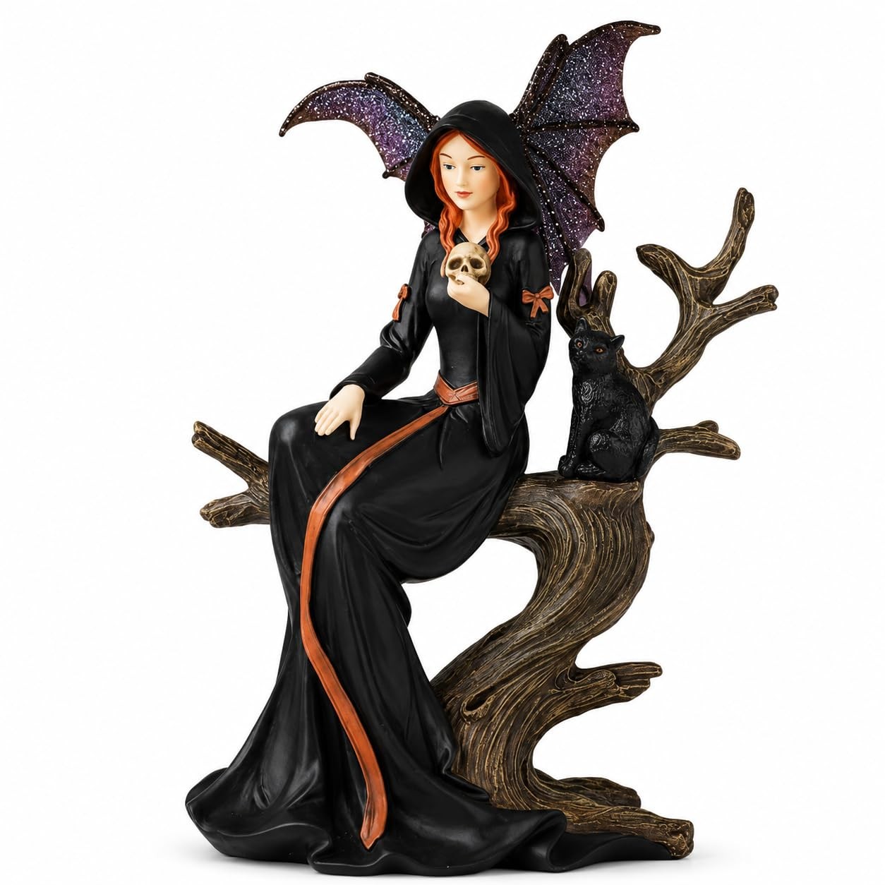 Comfy Hour Fairyland Collection Resin Fairy Witch with Skull and Black Cat