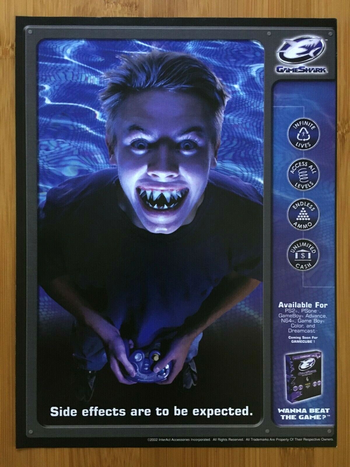 2002 GAMESHARK Vintage Video Game Print Ad/Poster Official PS1 PS2 Gamecube GBA