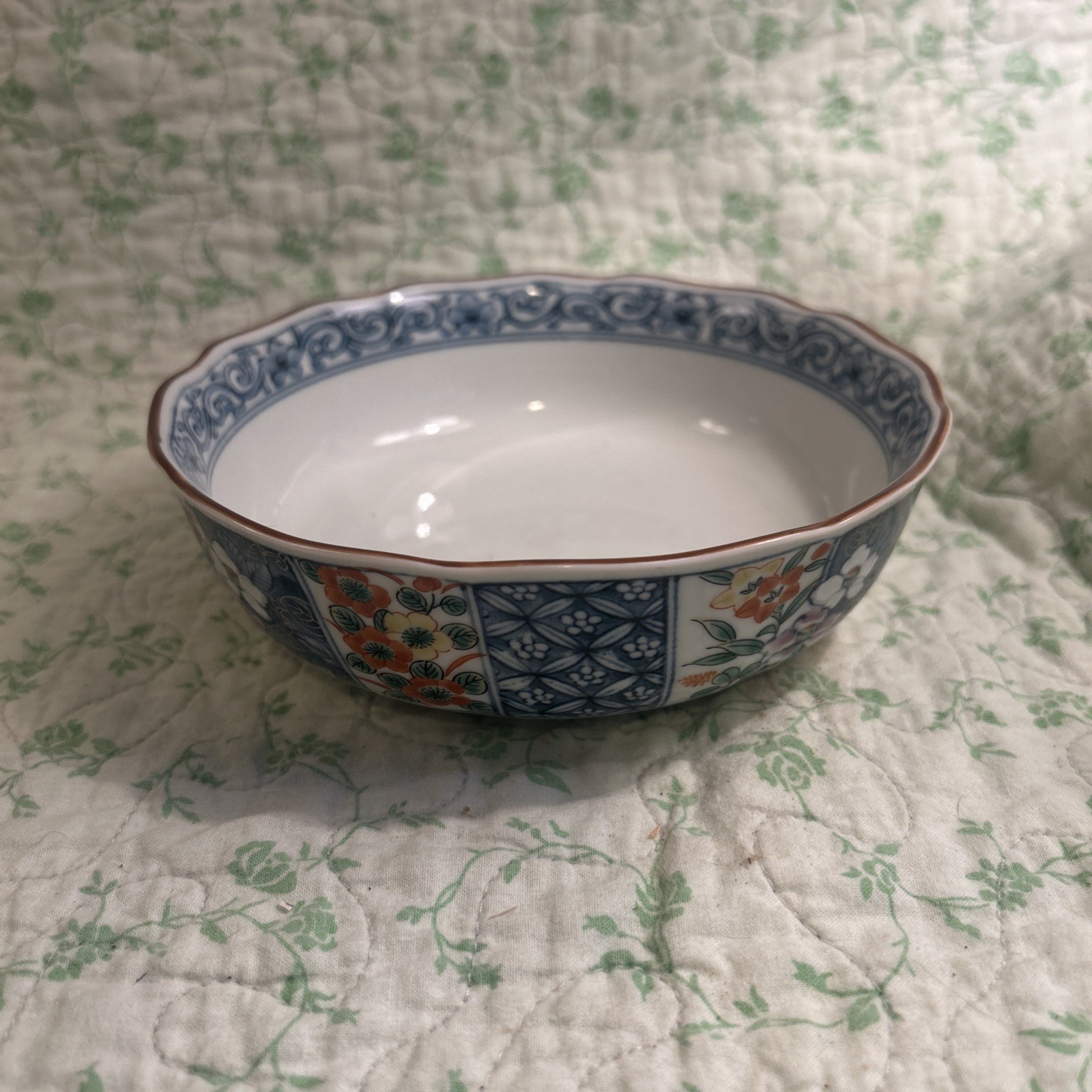 Vintage Japanese Arita Yaki Serving Bowl Hand Painted Porcelain Bowl