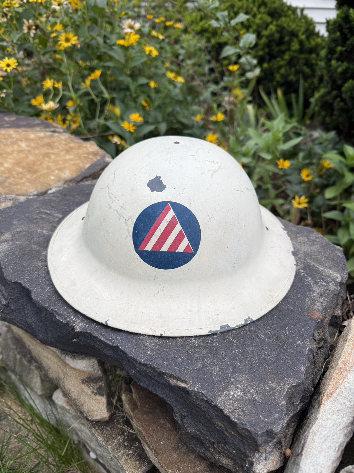 USA  WW11 Civil Defense  Air Raid Warden White 1940's Helmet Military , Boston