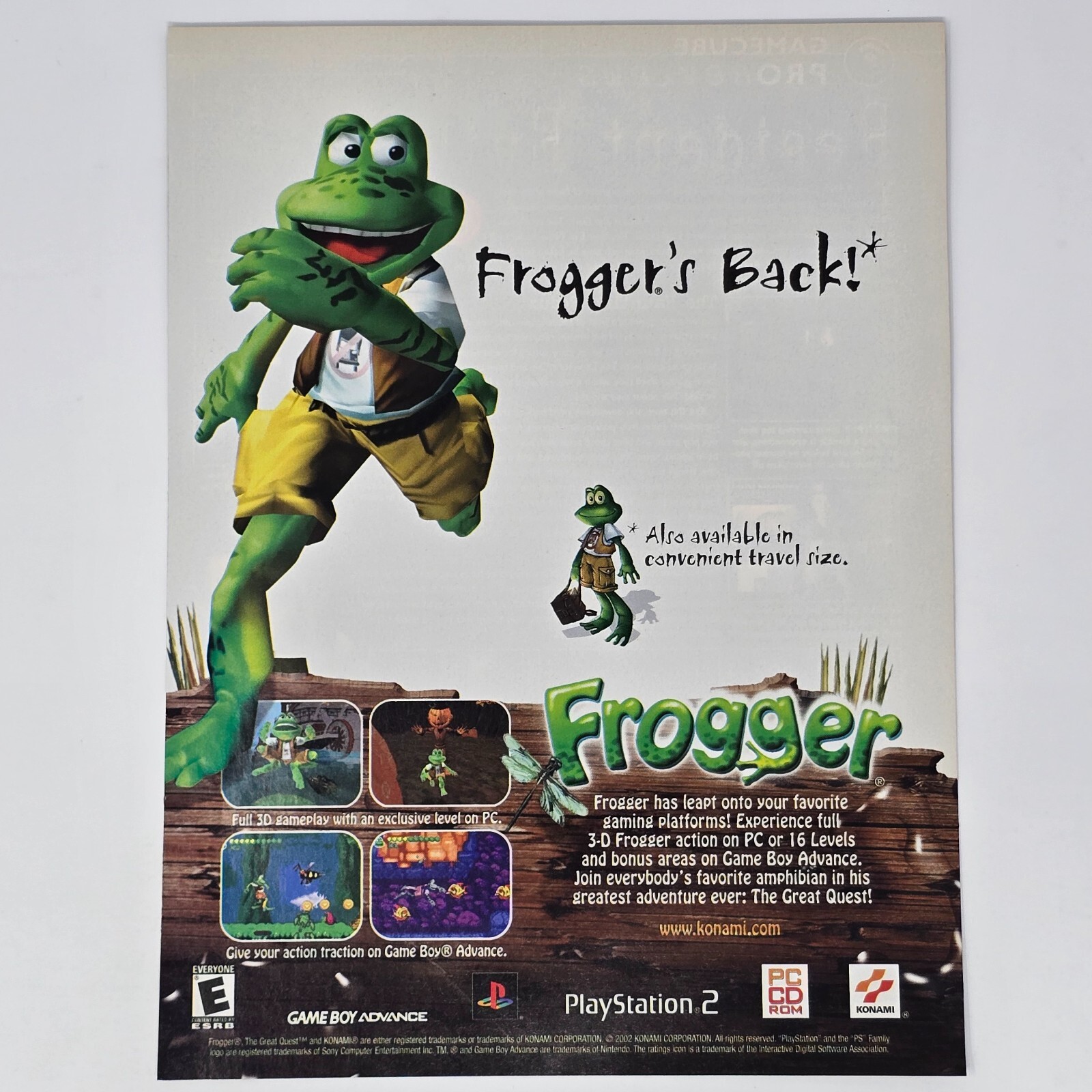 Frogger PS2 Nintendo GameBoy Advance PC Convenient Print Ad/Poster Promo Art