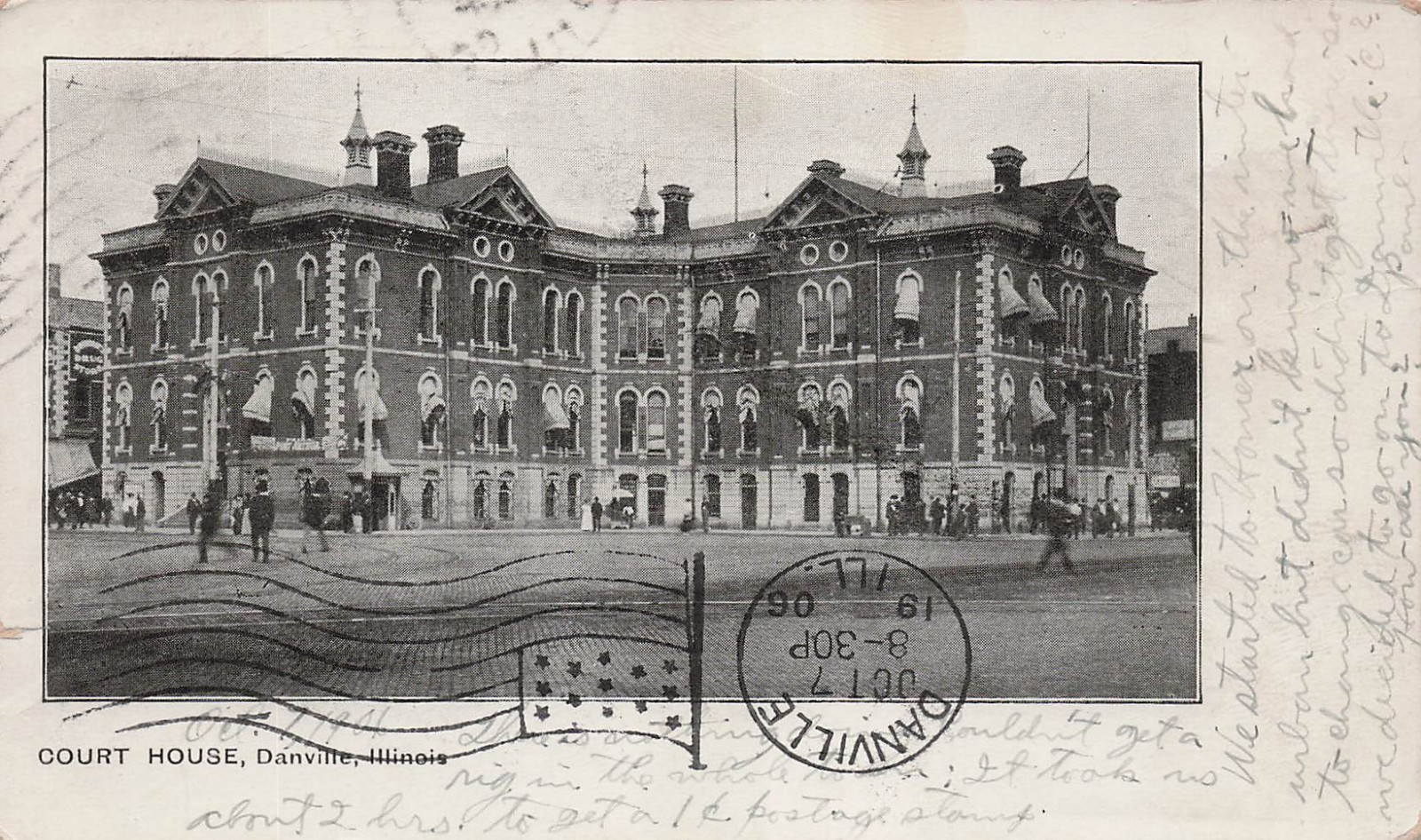 Danville Illinois historic third Vermilion County Courthouse Vtg Postcard 21A