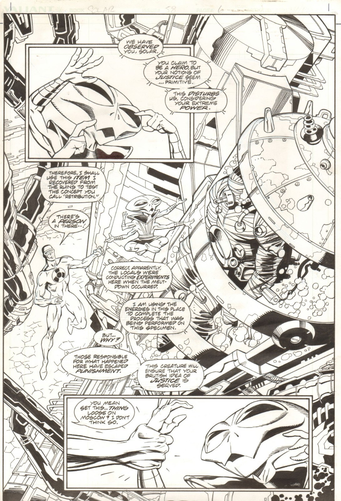 Solar Man of the Atom #58 page 6 Semi-Splash Original Art Valiant Acclaim Comics