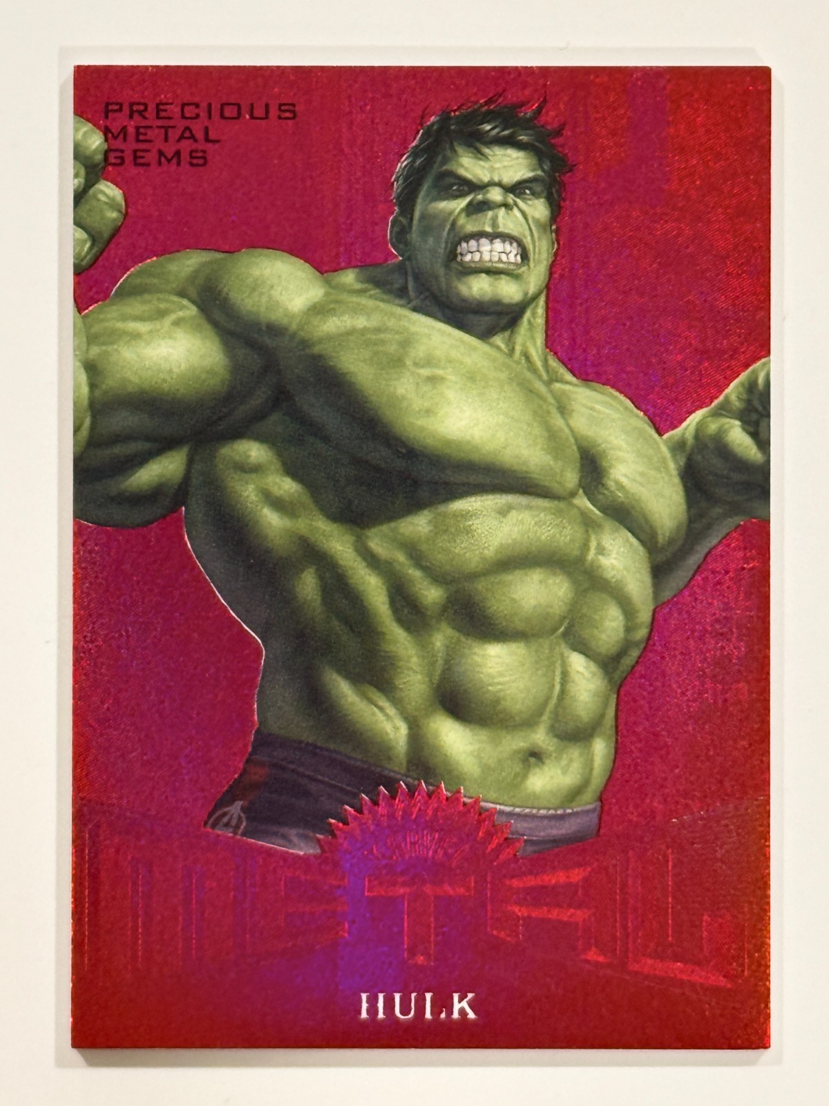 2017 Fleer Ultra Spider-Man Metal Red PMG MM19 Hulk 90/99💥High-Grade VHTF💥