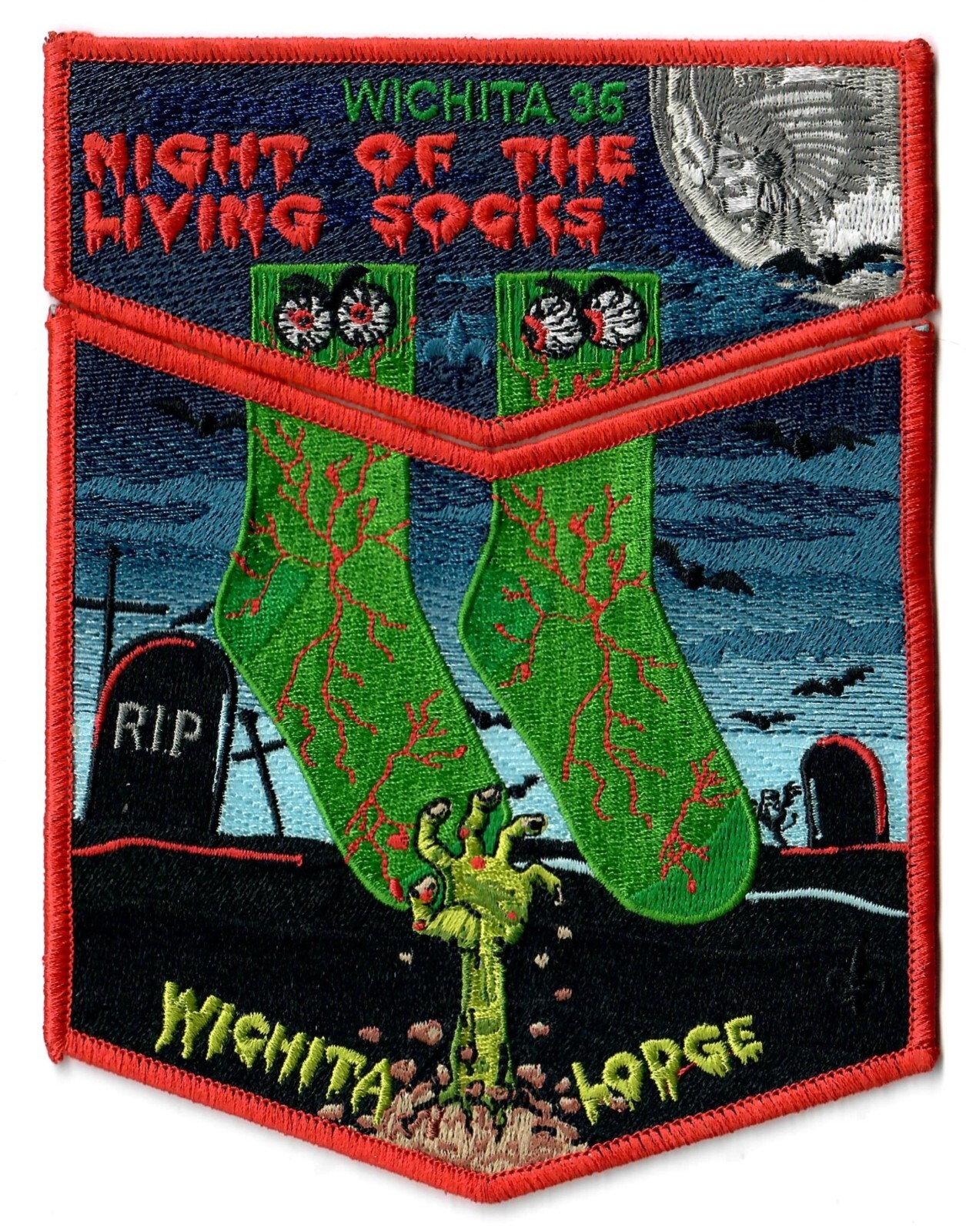 Boy Scout OA 35 Wichita Lodge Night of the Living Socks High Adventure Flap Set