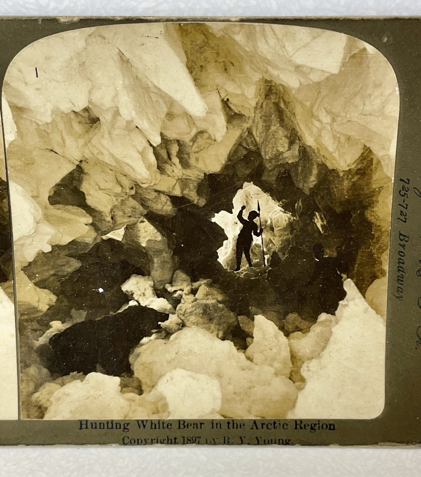 1897 Polar Bear Hunting Expedition Photograph StereoView White Bear Antique