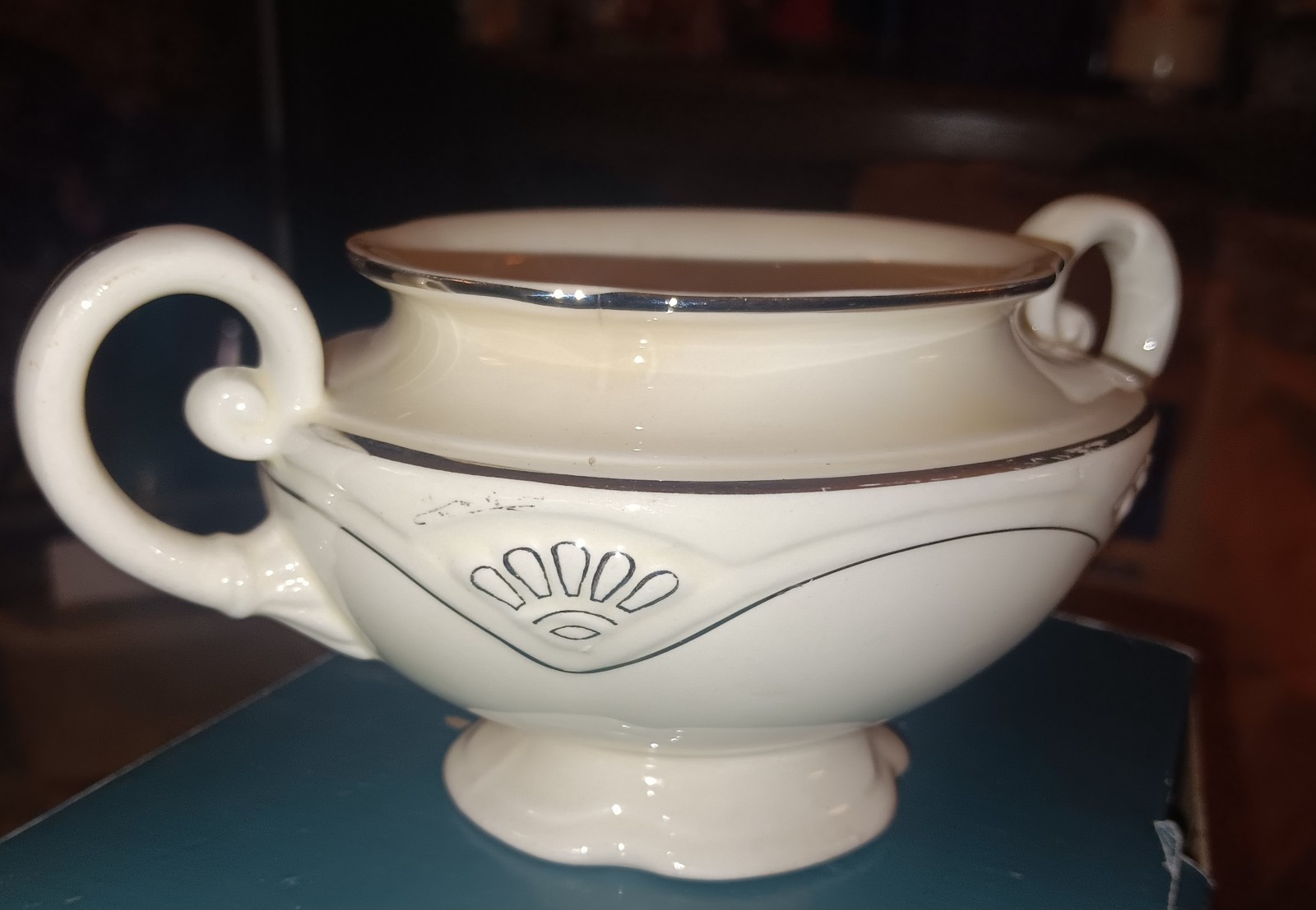 Homer Laughlin China Sugar Bowl W Handles 1942 Made In USA C42 N8 VINTAGE 