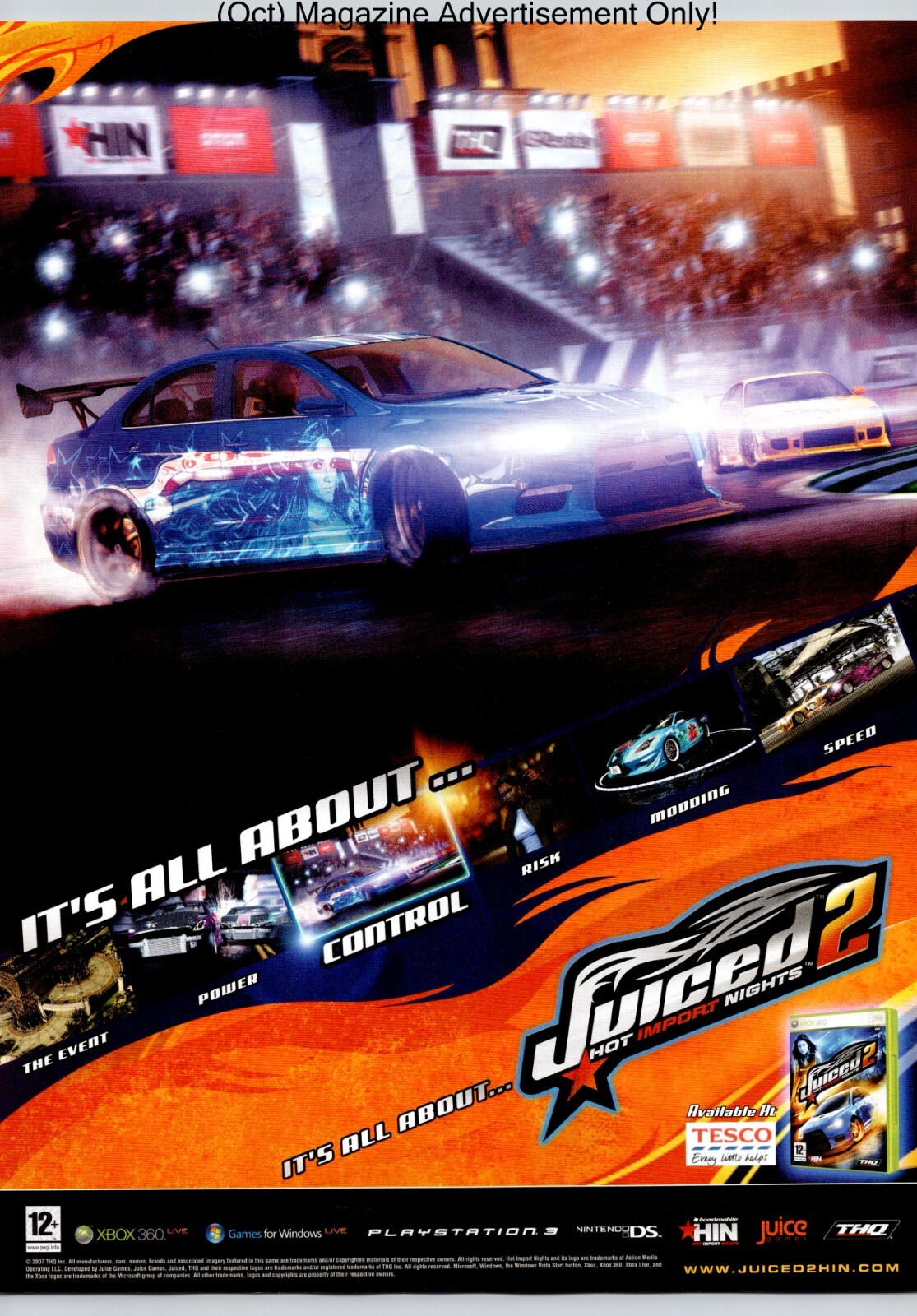 Juiced 2 Xbox 360 Playstation 3 THQ Game Promo 2007 Full Page Print Ad