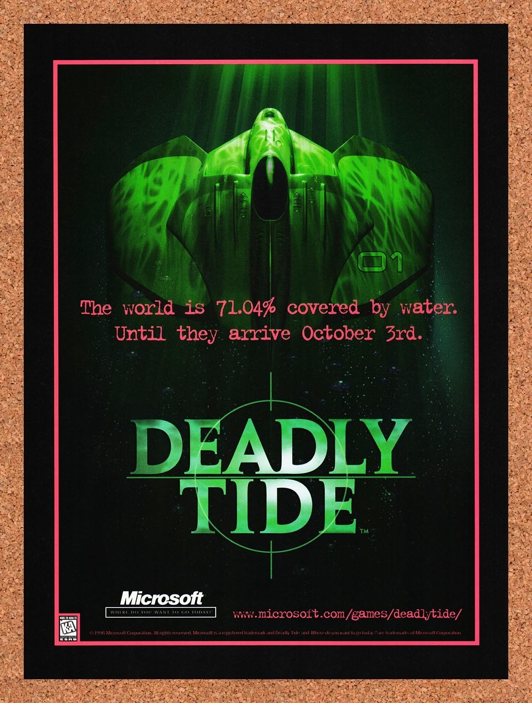 1996 Deadly Tide PC Original Advertisement / Retro Promo v3