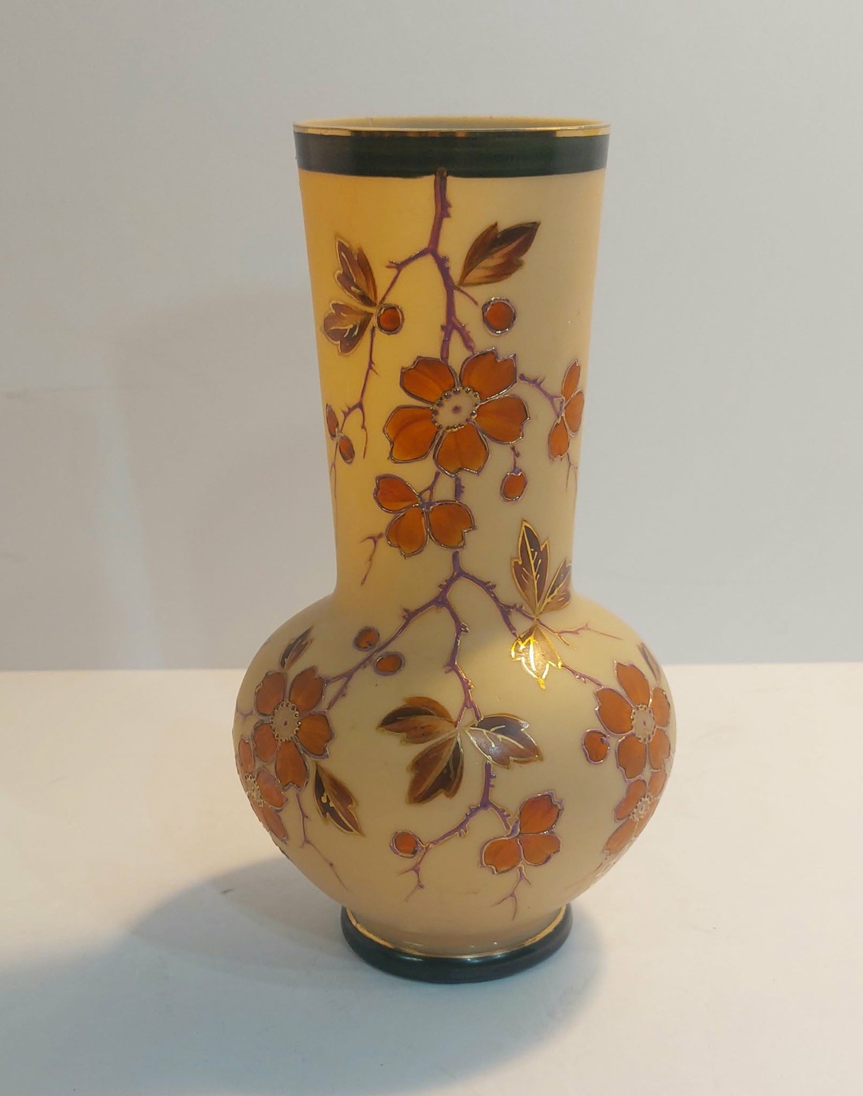 ''RARE'' Antique Poshinger Krystallia hand painted vase 