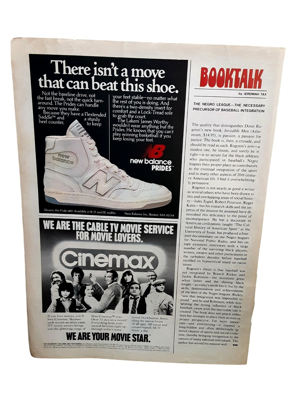 1983 New Balance Prides Basketball Shoes Vintage Print Ad