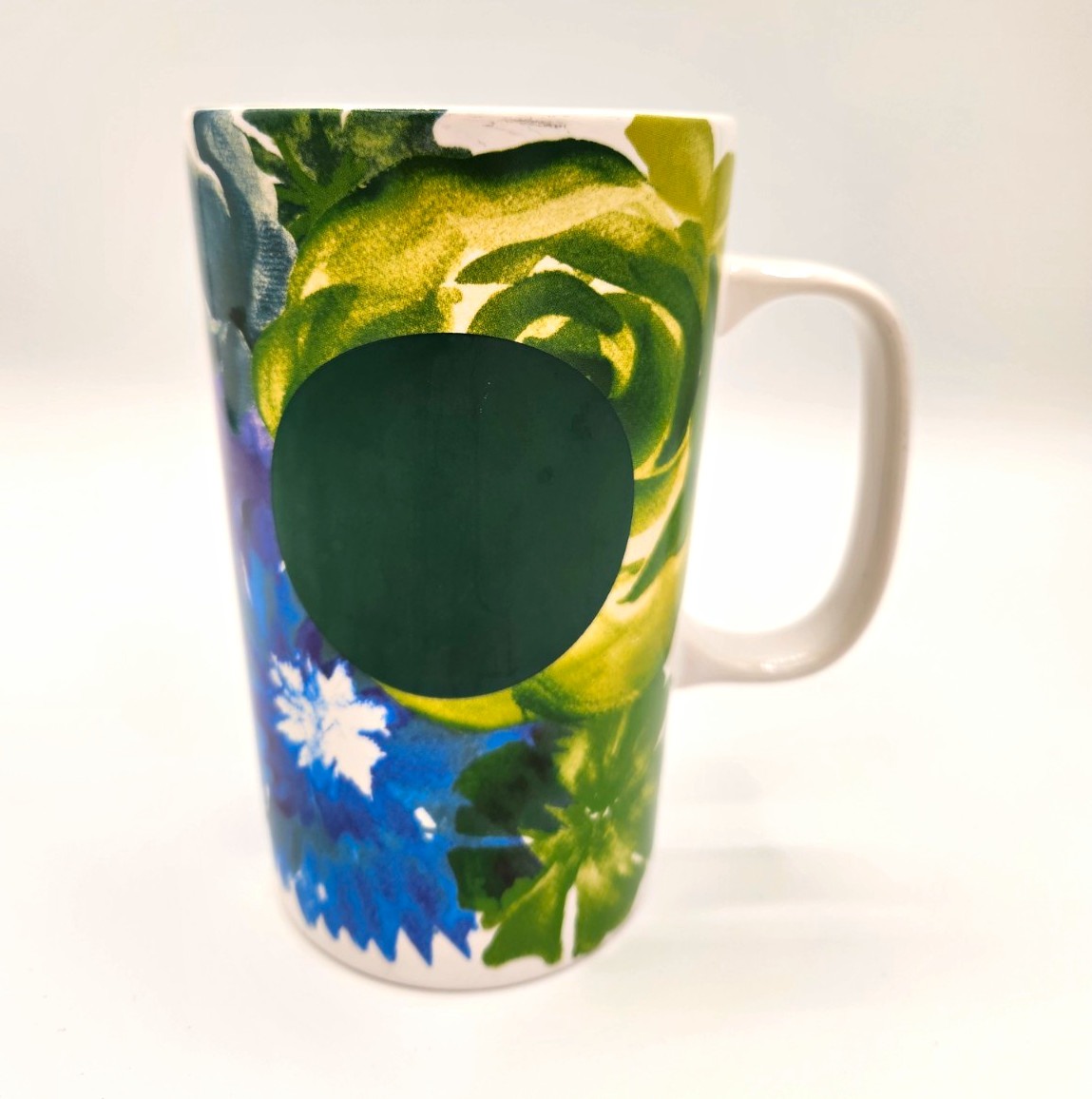 Starbucks 2010 Green Floral Coffee & Tea Mug 16 fl oz Blue/White/Yellow