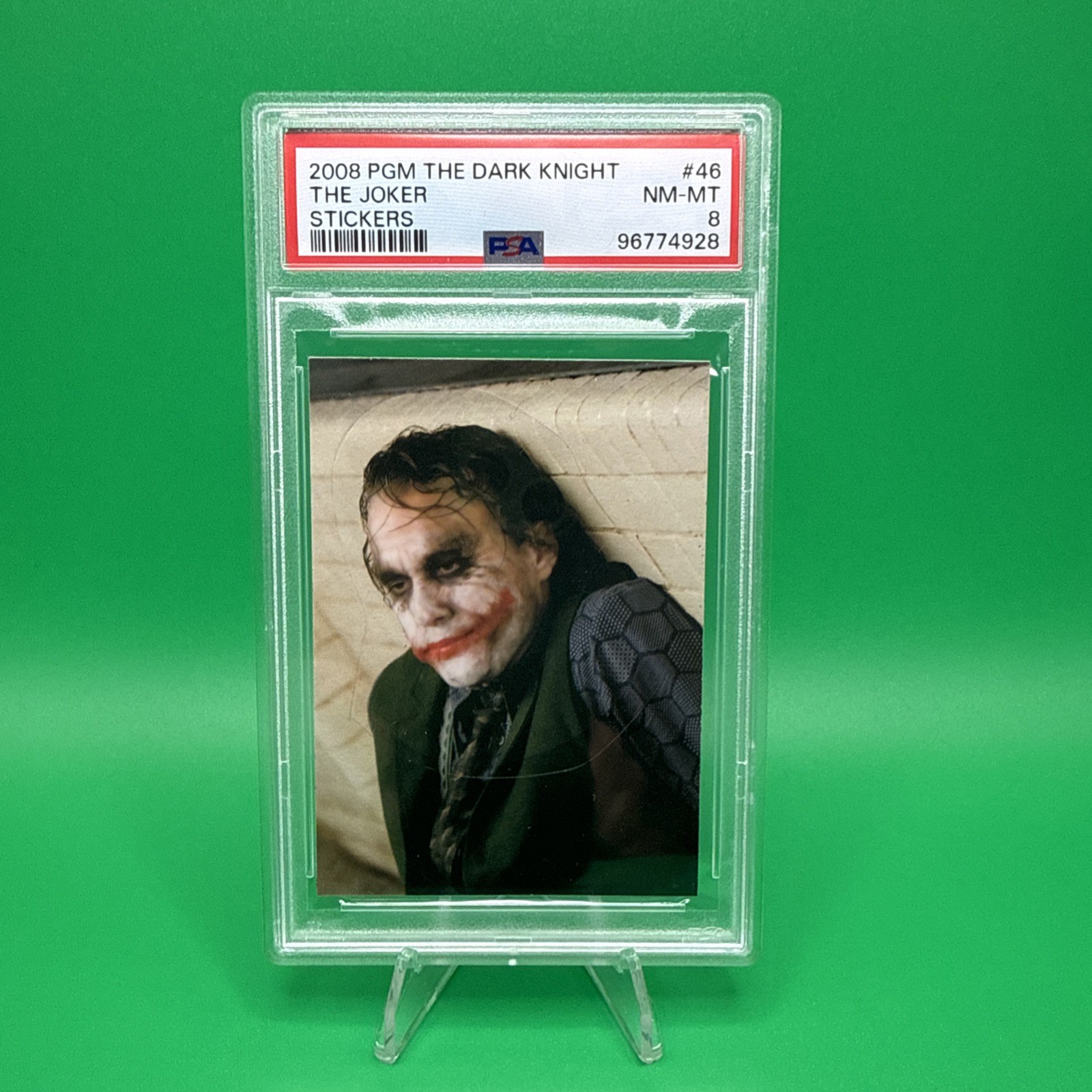 2008 PGM The Dark Knight The Joker Stickers #46 PSA 8 RC