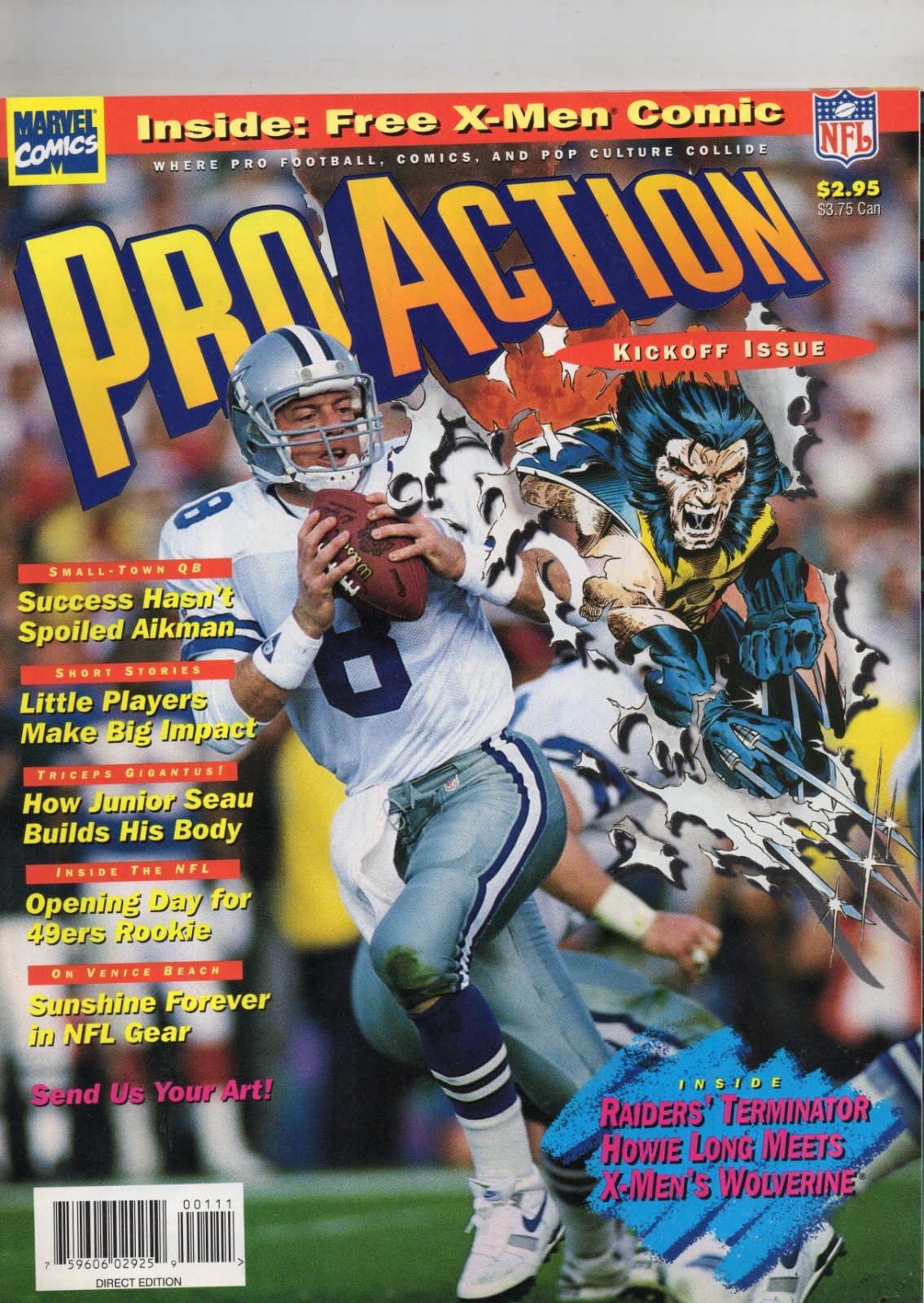 Pro Action Comic Magazine Kickoff Issue Comic & Card Inserts 1994 Grade F/VF 7.0