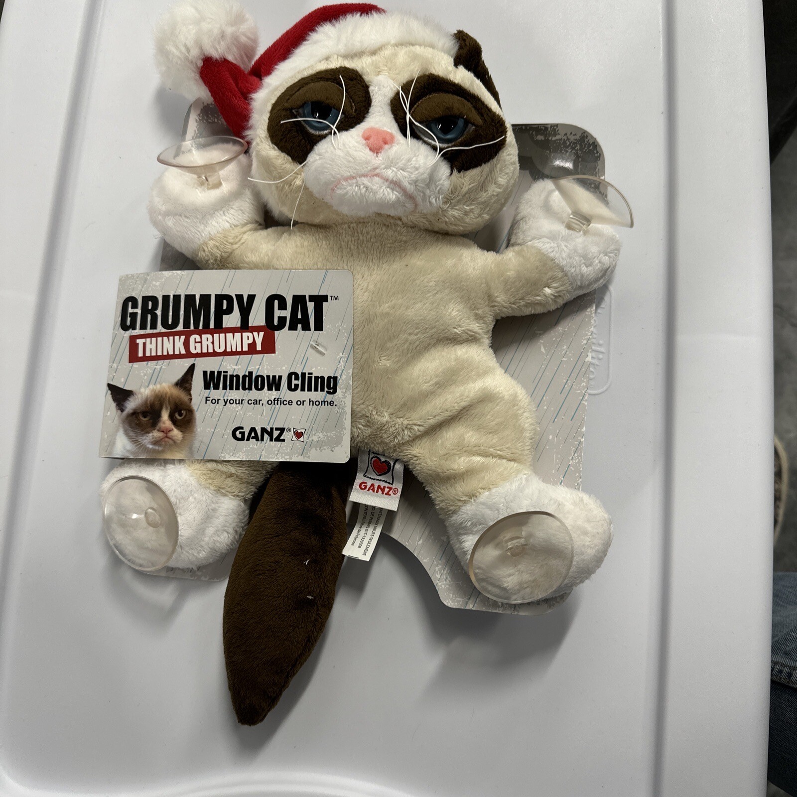Ganz Grumpy Cat Window Cling w Santa Christmas Hat HXGC038 Rare New