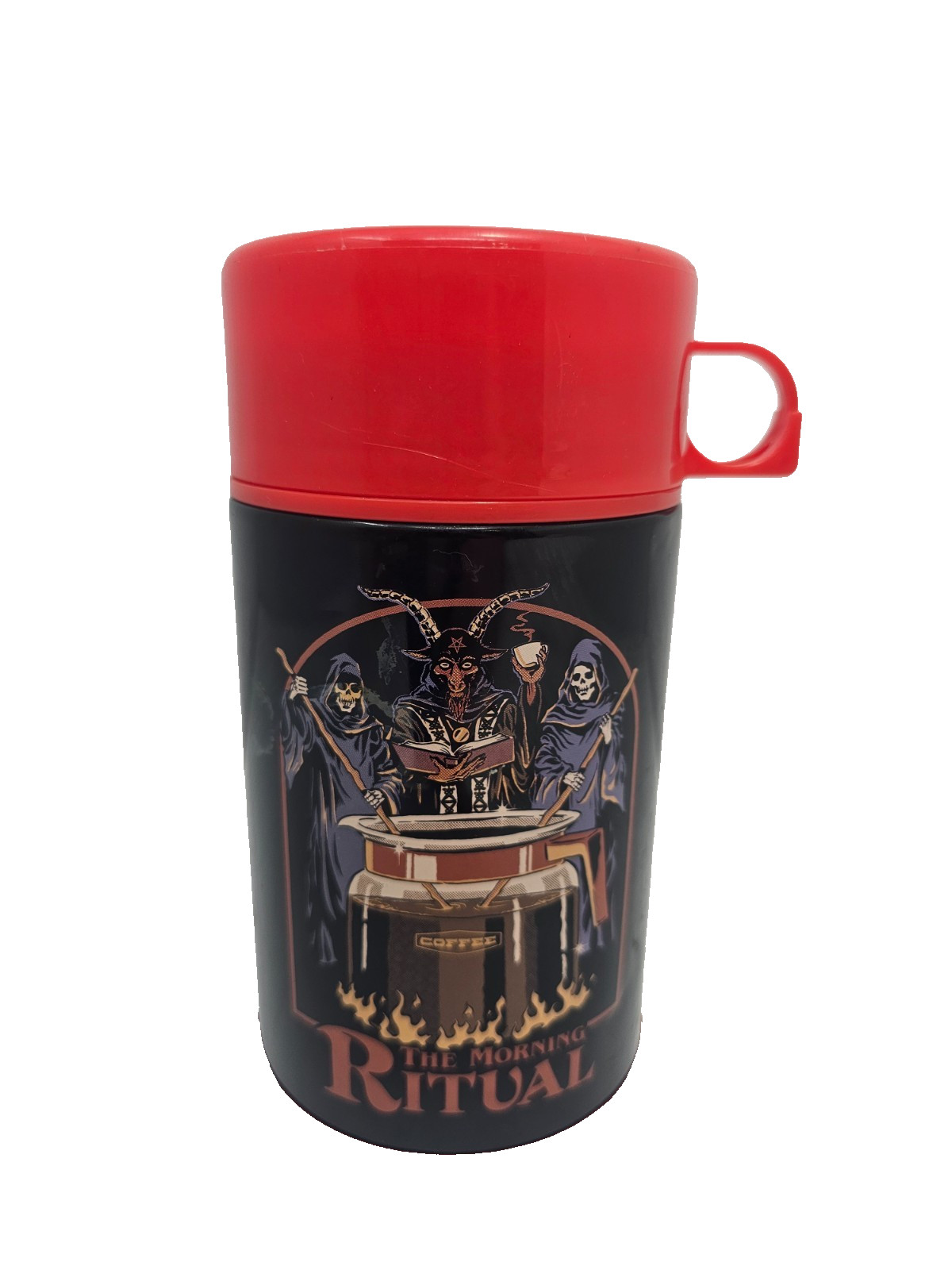 Steven Rhodes The Morning Ritual Thermos Metal Soup Container Drink Jug Red Blac