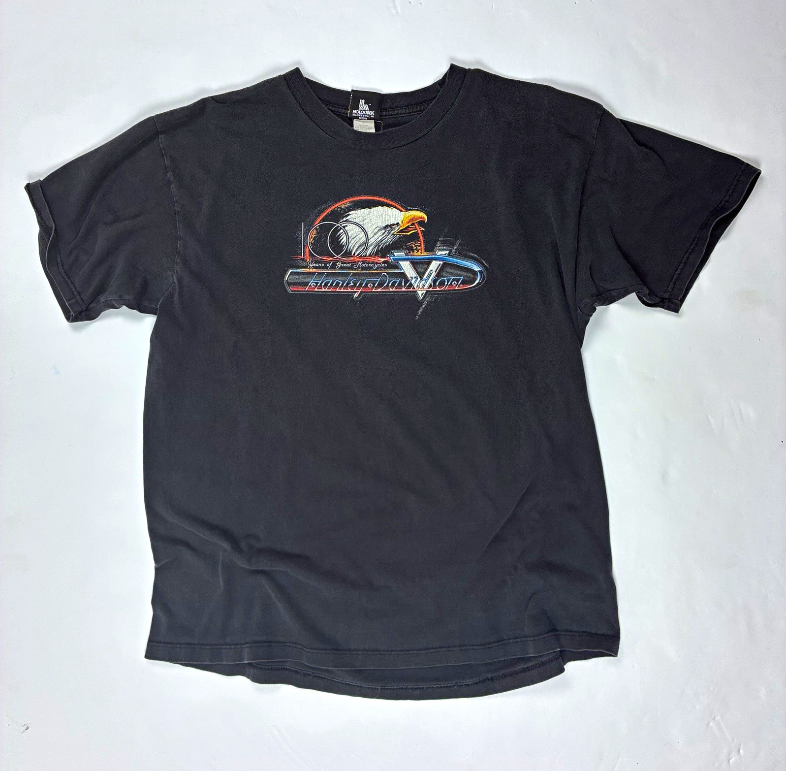 Vintage 2003 Harley-Davidson 100 Year Anniversary Eagle Graphic Black T-Shirt XL