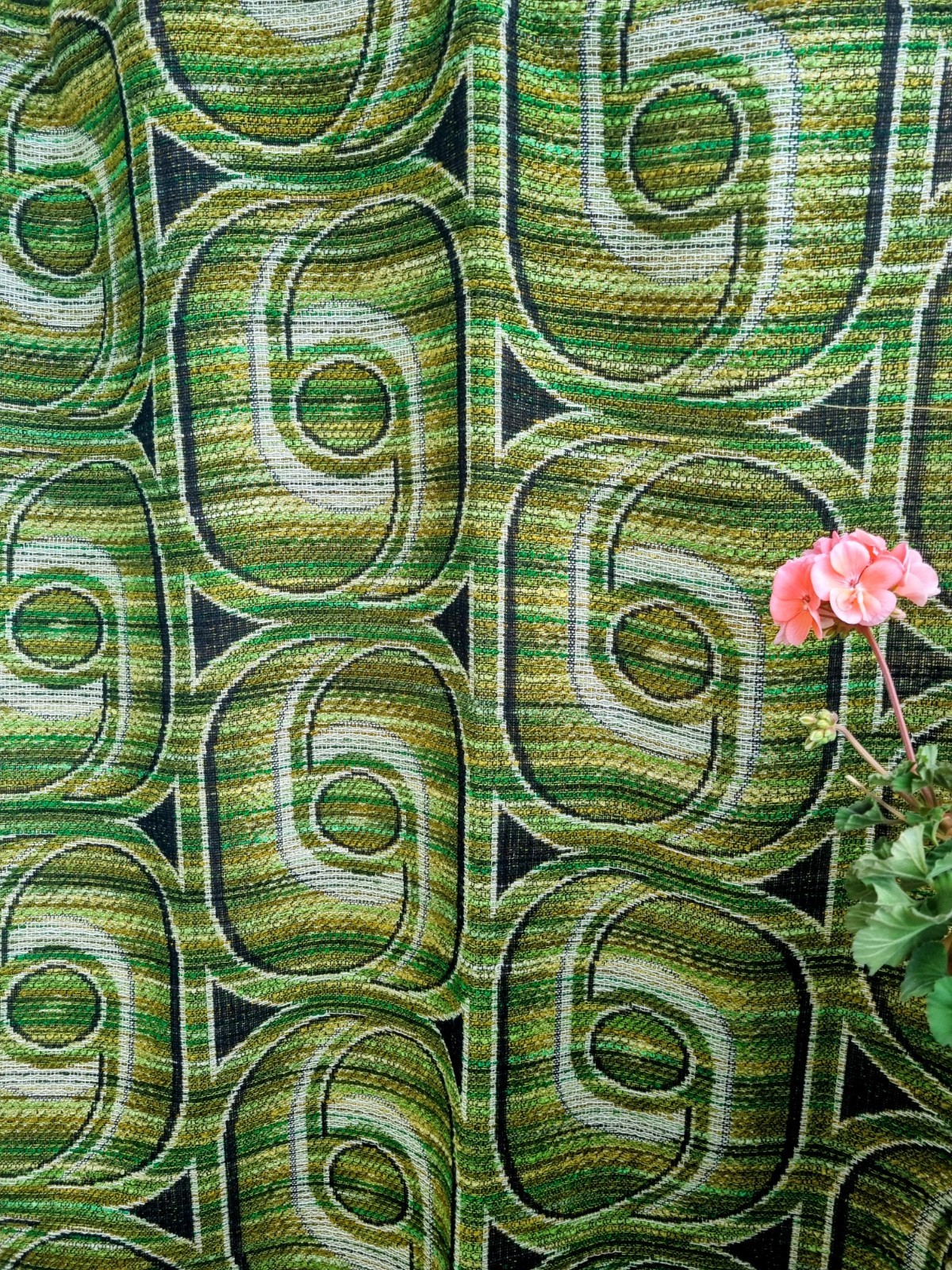 Vintage Fabric Sweden 70s Green Panton Era Space Age Retro Decorative Fabric Collectors