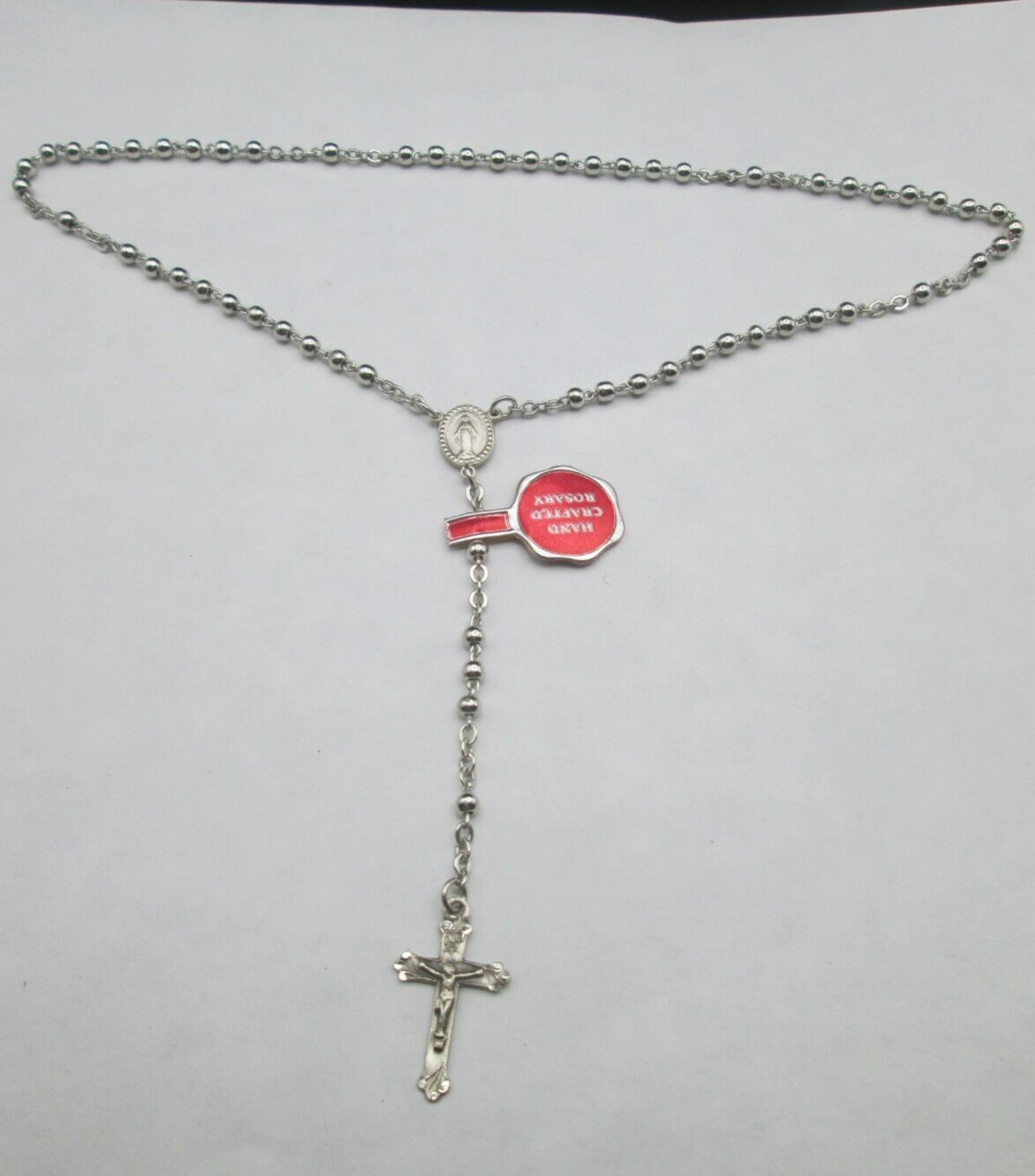 Vintage Chapel Sterling Catholic Rosary Sterling Silver Medallion Signed LM