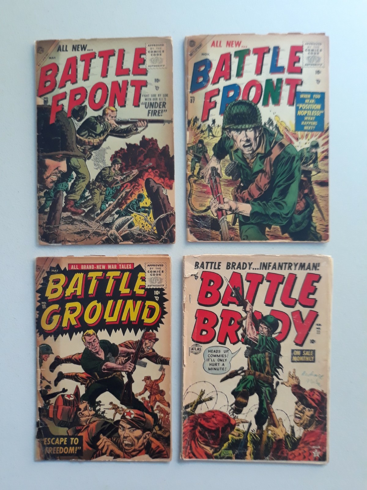 Battlefront 37, 40, Battleground 11, Battle Brady 11, Atlas Comics 1950s