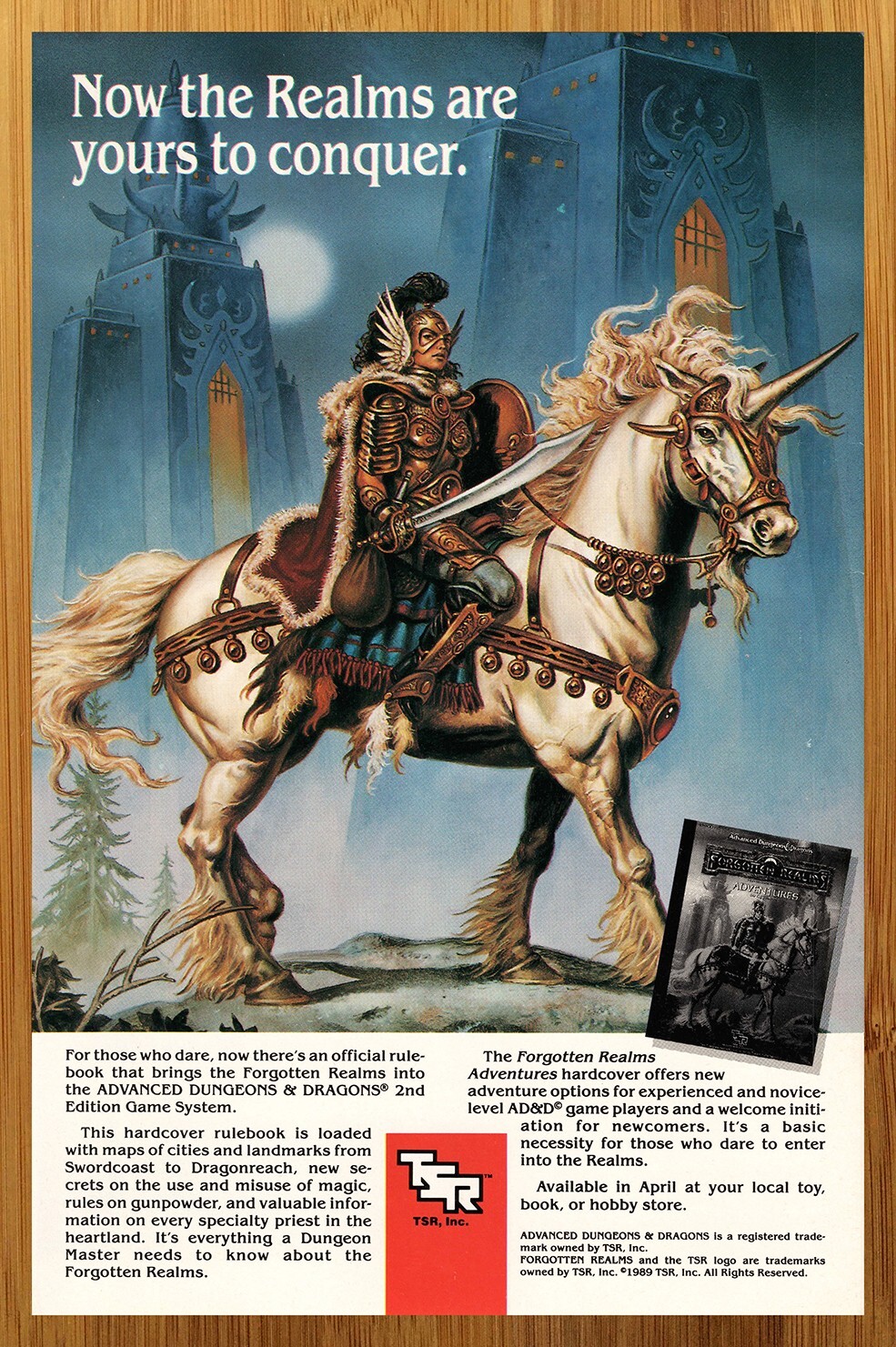 1989 TSR Advanced Dungeons & Dragons Forgotten Realms Print Ad/Poster RPG Art