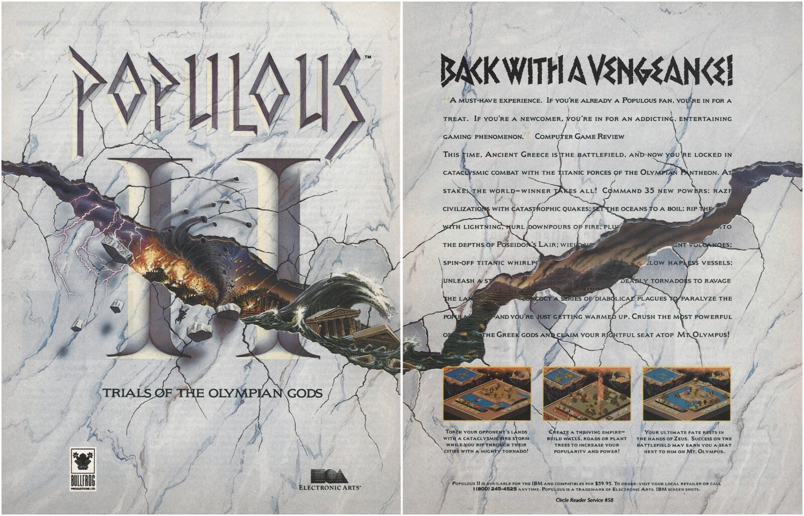 Populous II: Trials of the Olympian Gods Print Ad/Poster Art PC Big Box 